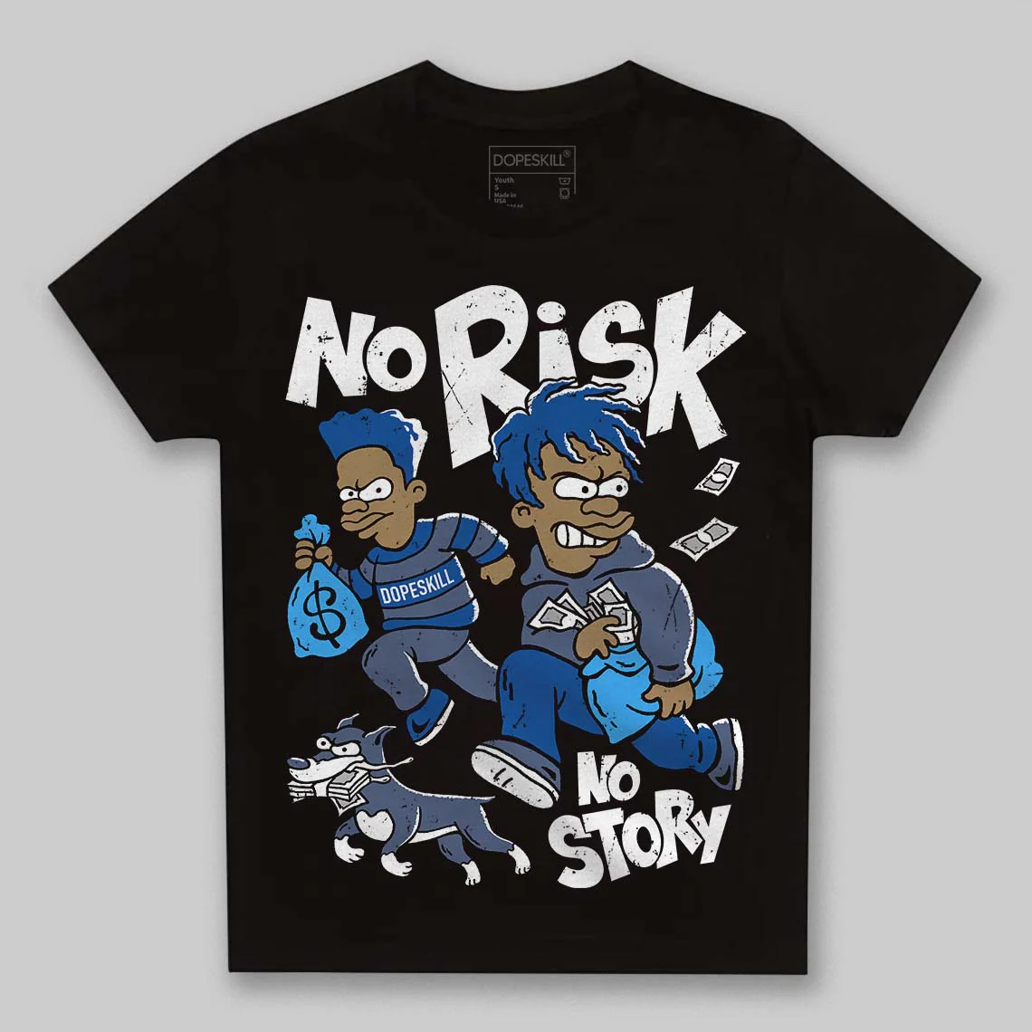 Diffused Blue 11s DopeSkill Toddler Kids T-shirt No Risk No Story Graphic - Image 2