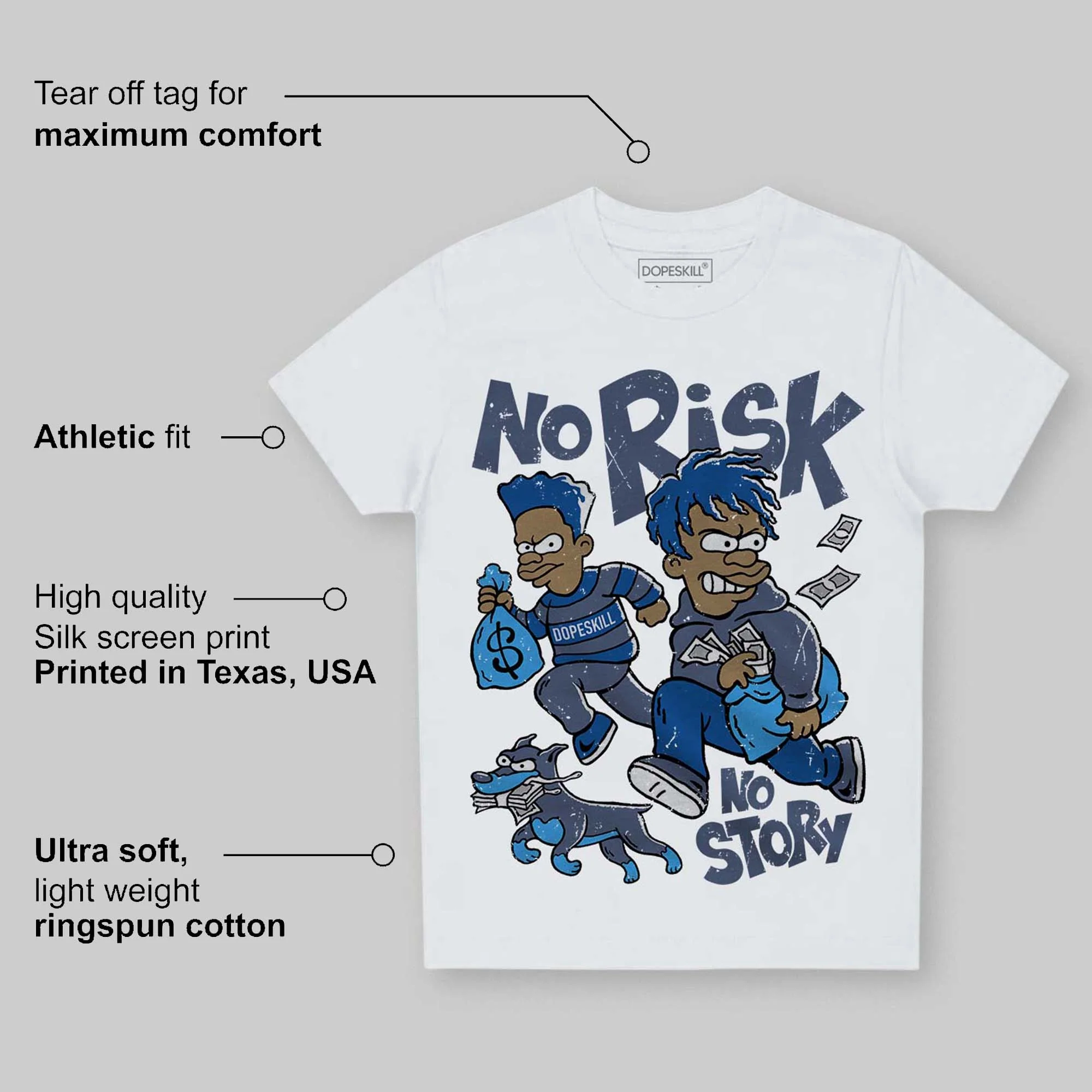 Diffused Blue 11s DopeSkill Toddler Kids T-shirt No Risk No Story Graphic - Image 5