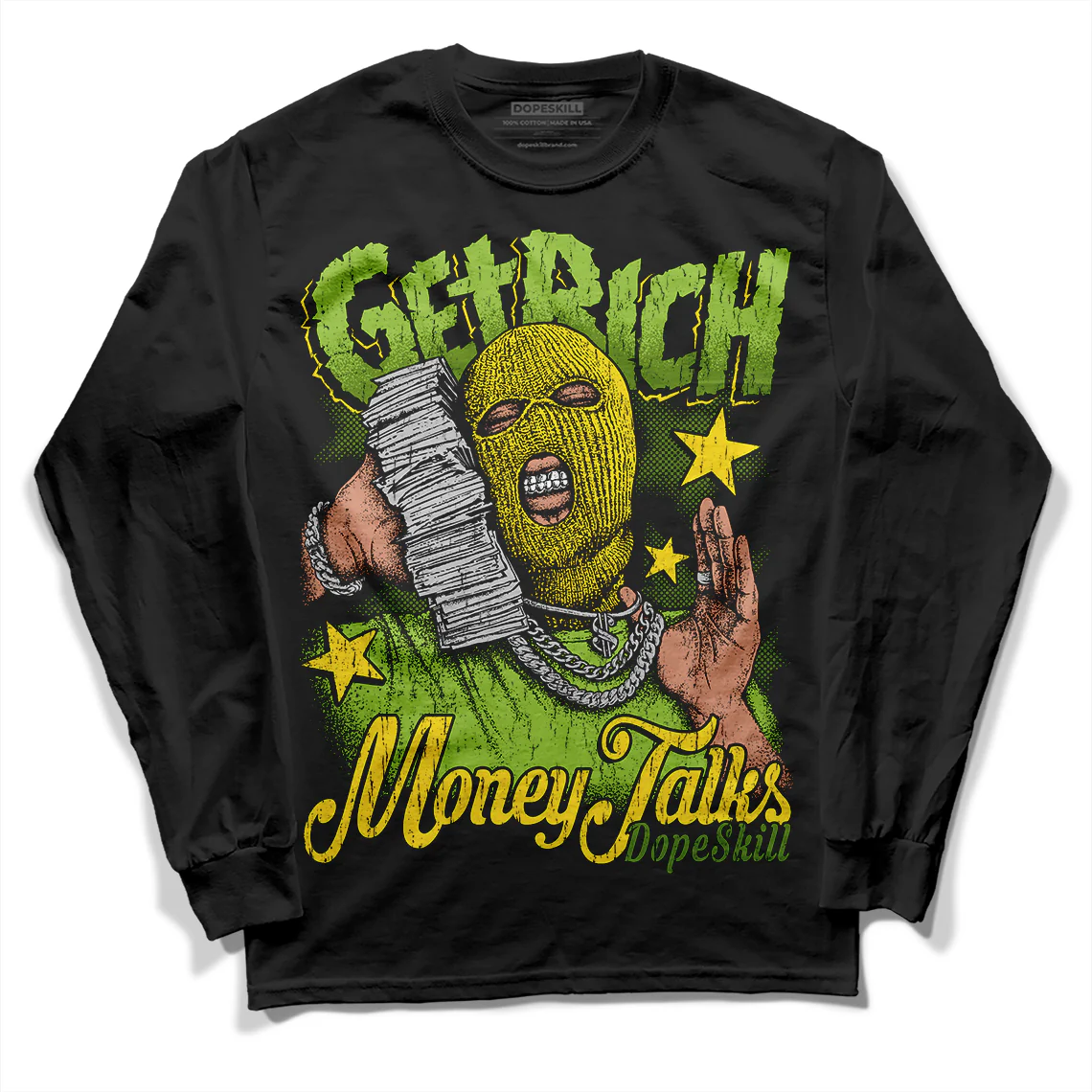 Dunk Low 'Chlorophyll' DopeSkill Long Sleeve T-Shirt Get Rich Graphic - Image 2