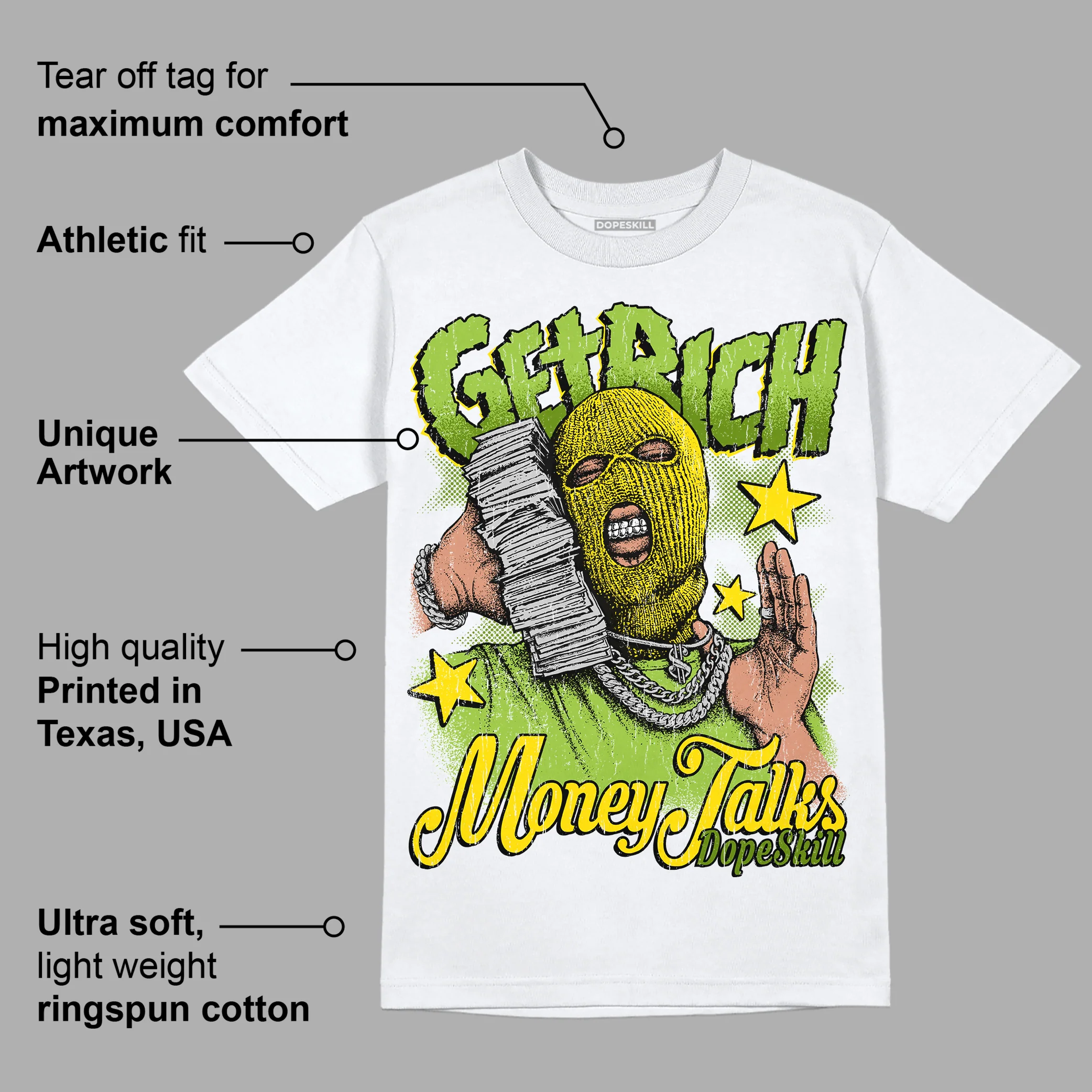 Dunk Low 'Chlorophyll' DopeSkill T-Shirt Get Rich Graphic - Image 3