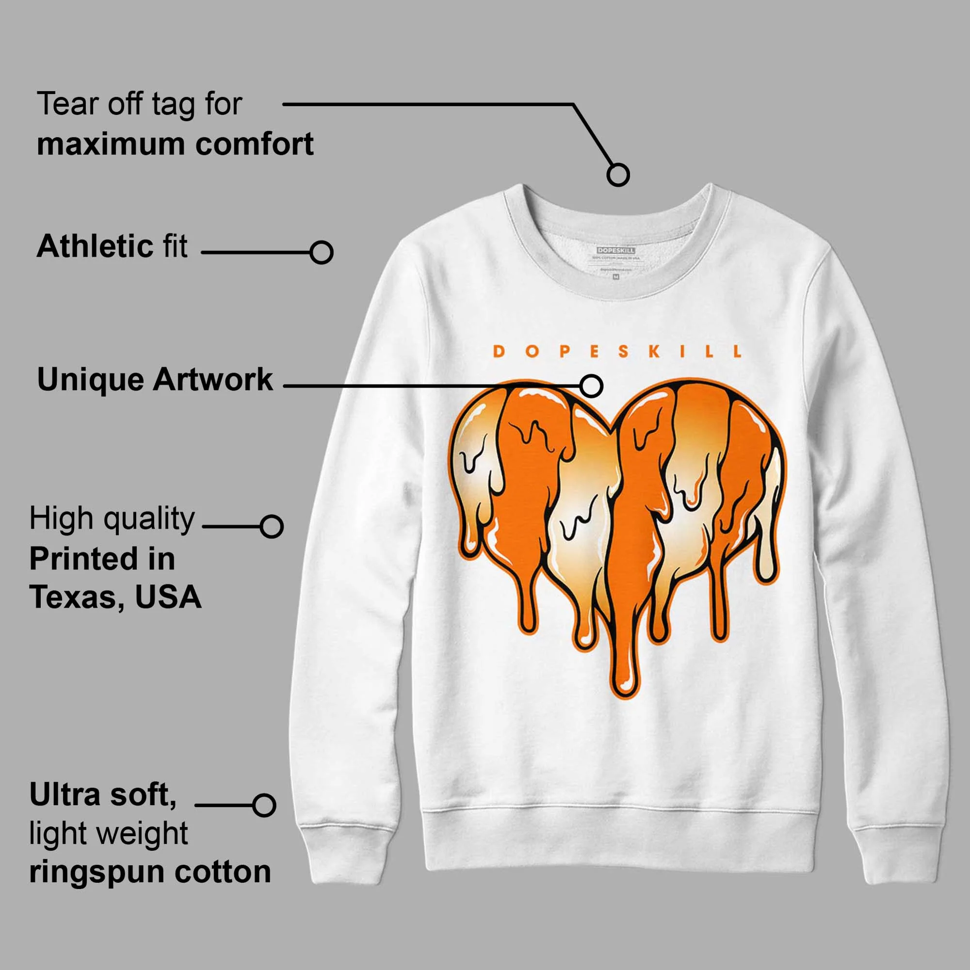Dunk Low Magma Orange DopeSkill Sweatshirt Slime Drip Heart Graphic - Image 3