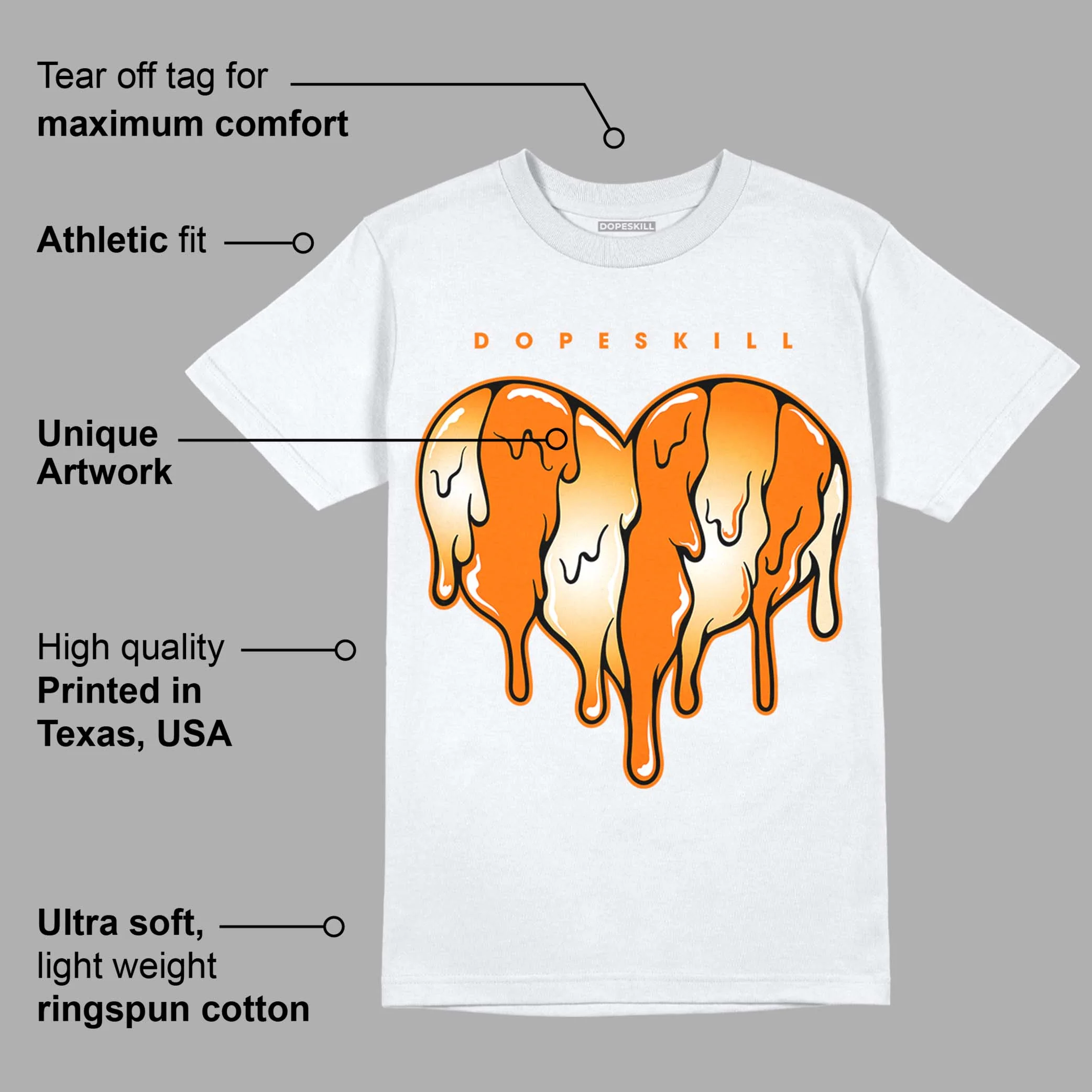 Dunk Low Magma Orange DopeSkill T-Shirt Slime Drip Heart Graphic - Image 3