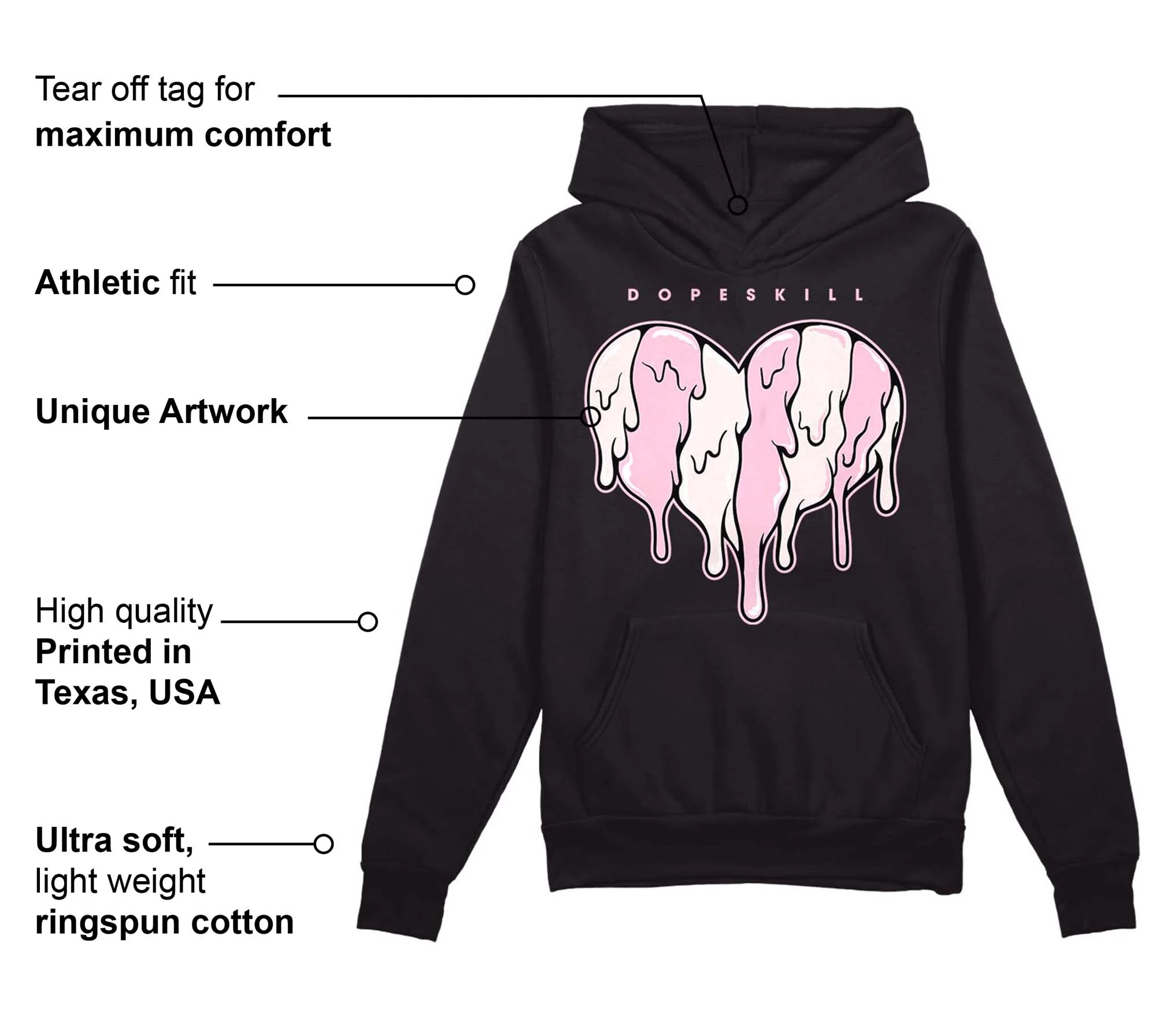 Dunk Low Pink Foam DopeSkill Hoodie Sweatshirt Slime Drip Heart Graphic - Image 3
