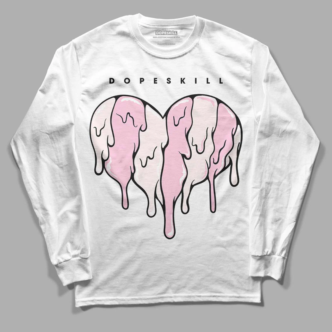 Dunk Low Pink Foam DopeSkill Long Sleeve T-Shirt Slime Drip Heart Graphic - Image 2