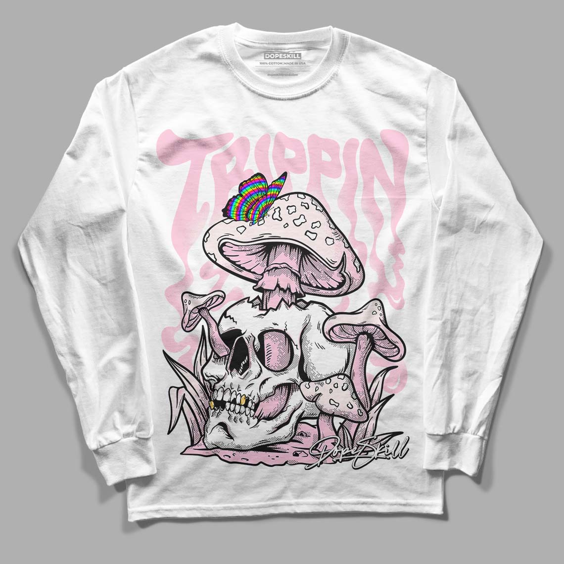 Dunk Low Pink Foam DopeSkill Long Sleeve T-Shirt Trippin Graphic - Image 2