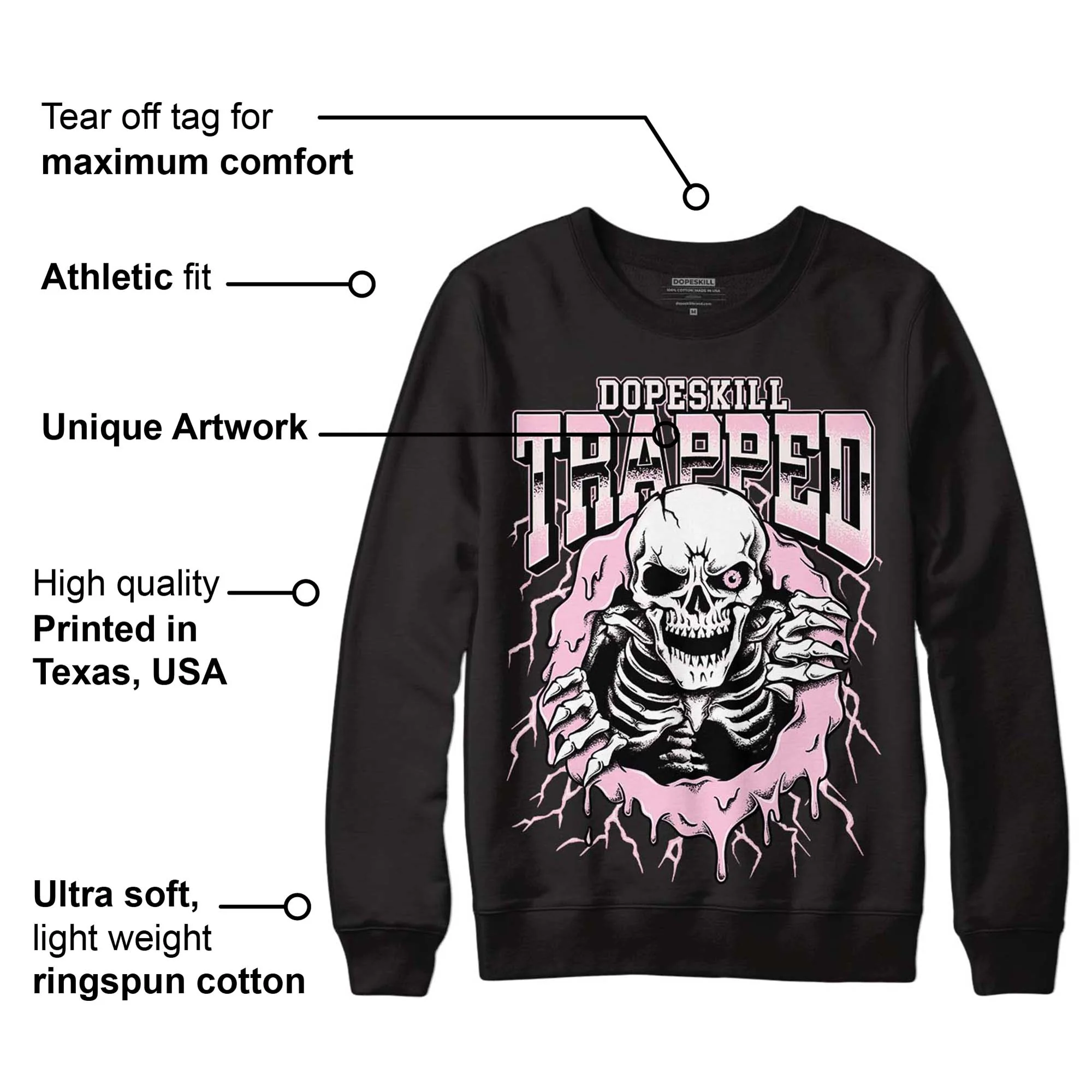 Dunk Low Pink Foam DopeSkill Sweatshirt Trapped Halloween Graphic - Image 3
