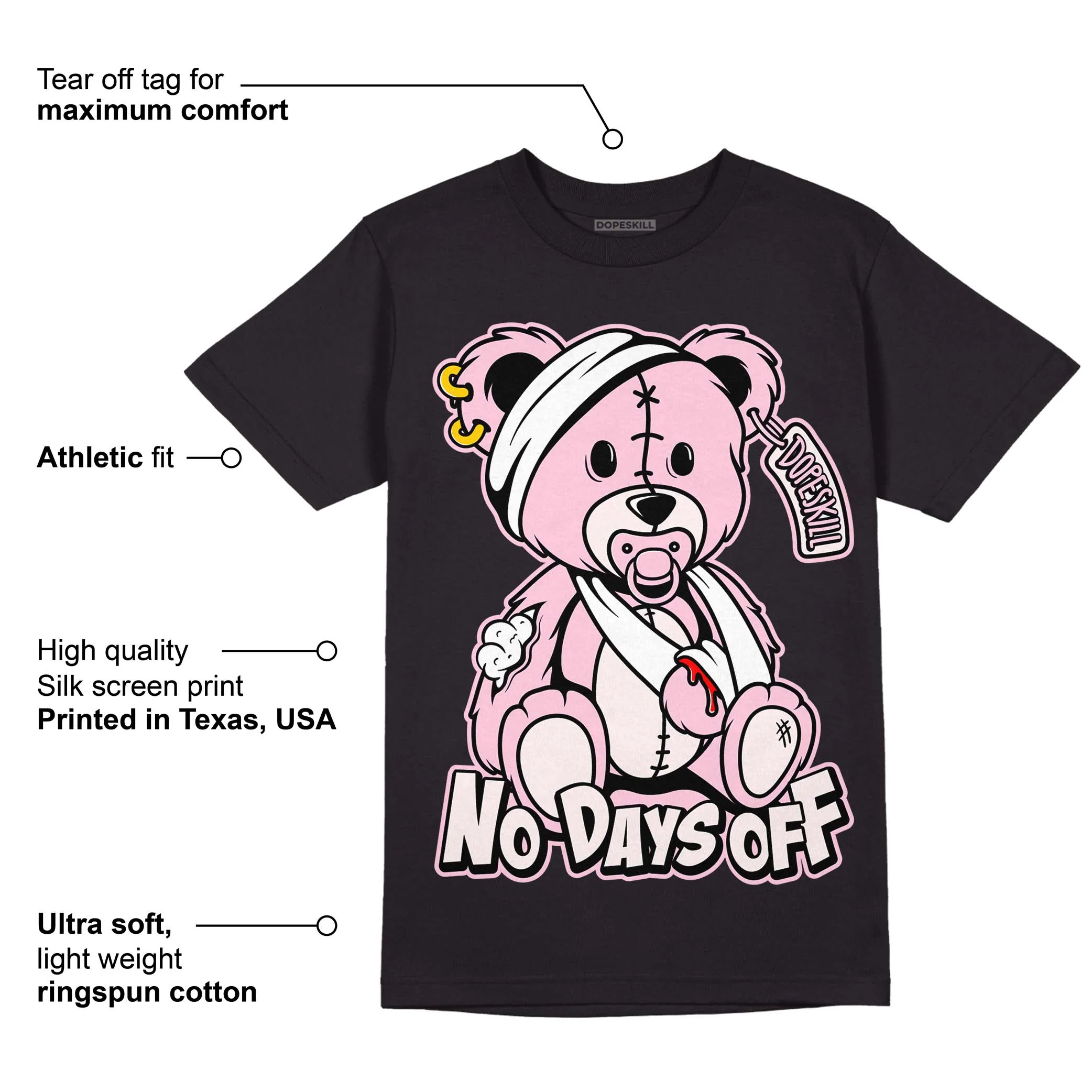 Dunk Low Pink Foam DopeSkill T-Shirt Hurt Bear Graphic - Image 3