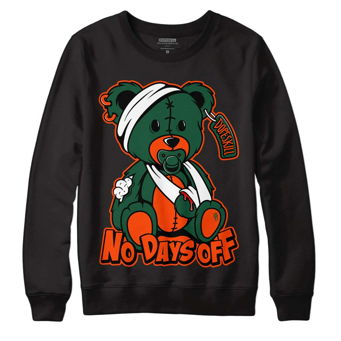Dunk Low Team Dark Green Orange DopeSkill Sweatshirt Hurt Bear Graphic - Image 2