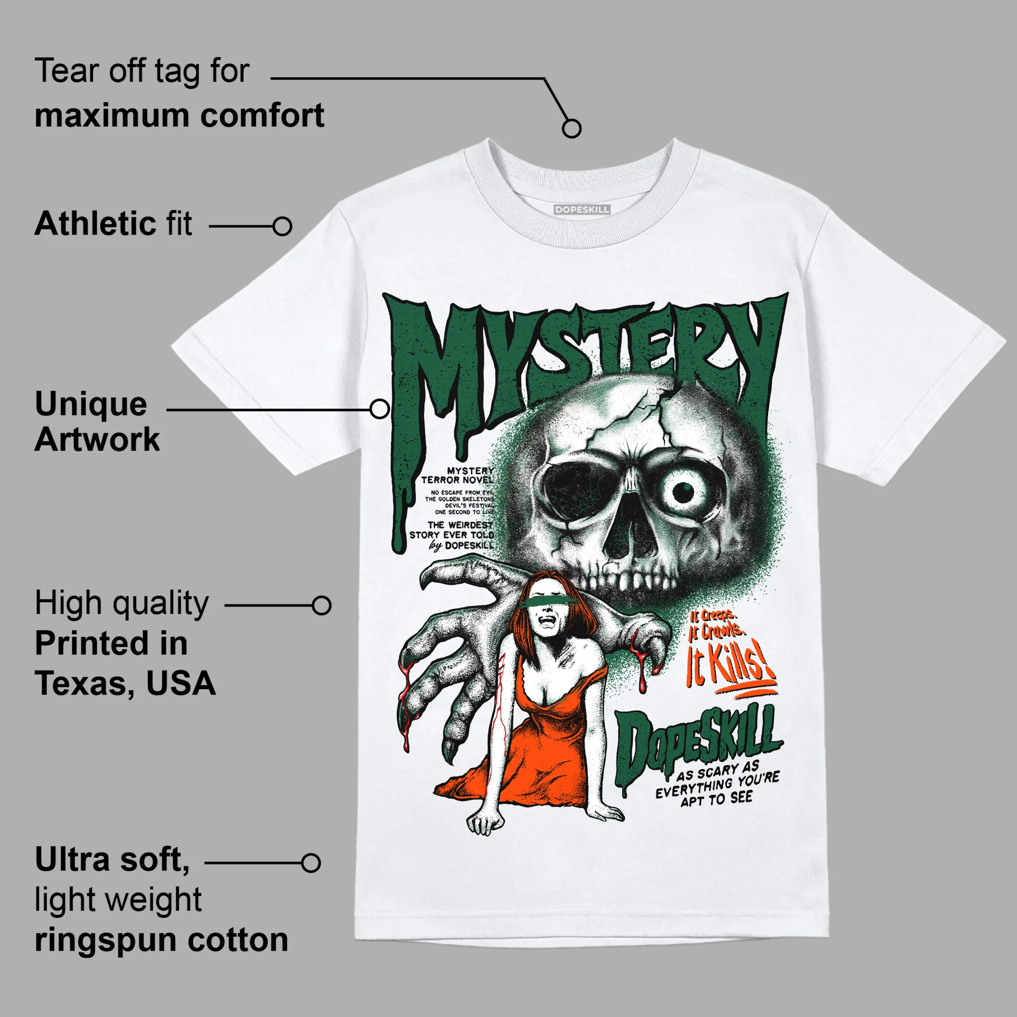 Dunk Low Team Dark Green Orange DopeSkill T-Shirt Mystery Ghostly Grasp Graphic - Image 3