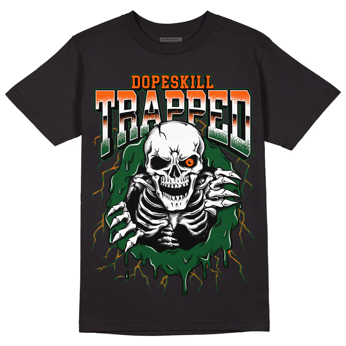 Dunk Low Team Dark Green Orange DopeSkill T-Shirt Trapped Halloween Graphic - Image 2