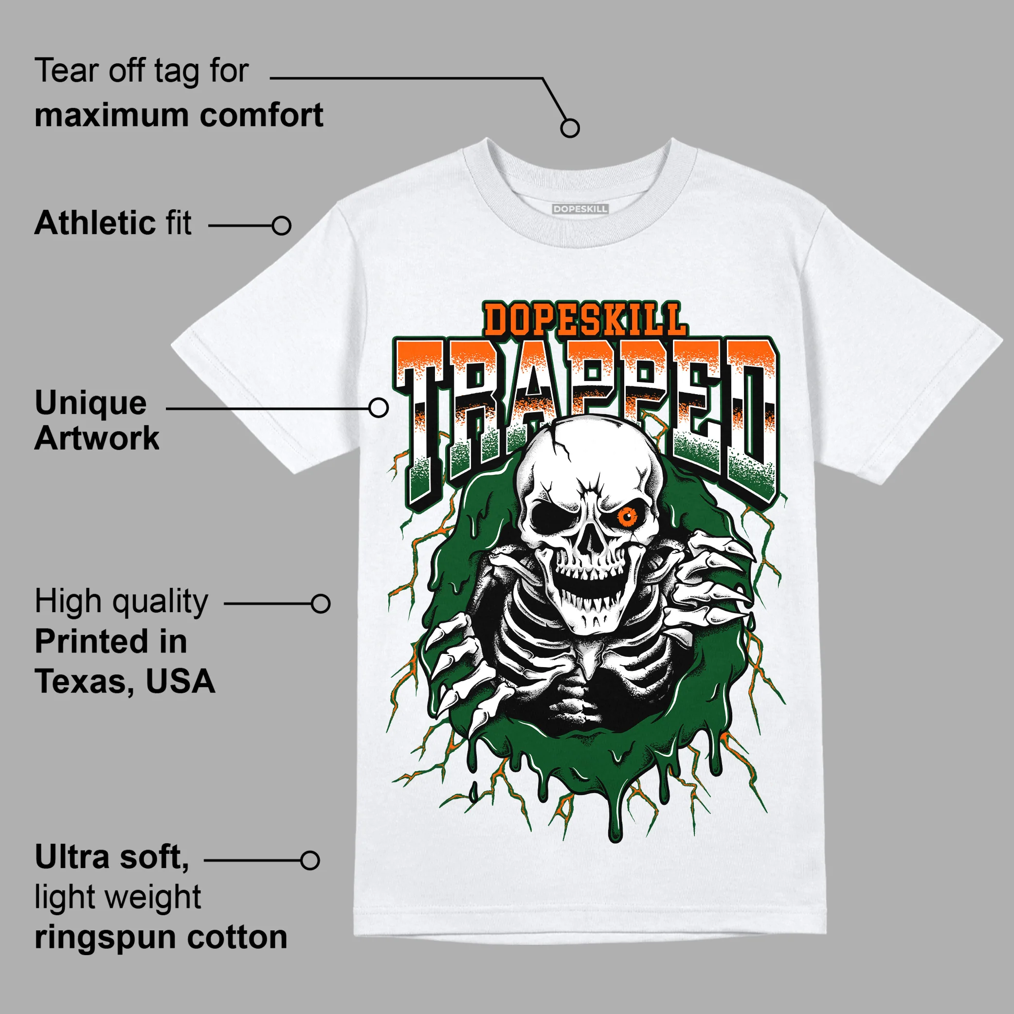 Dunk Low Team Dark Green Orange DopeSkill T-Shirt Trapped Halloween Graphic - Image 3
