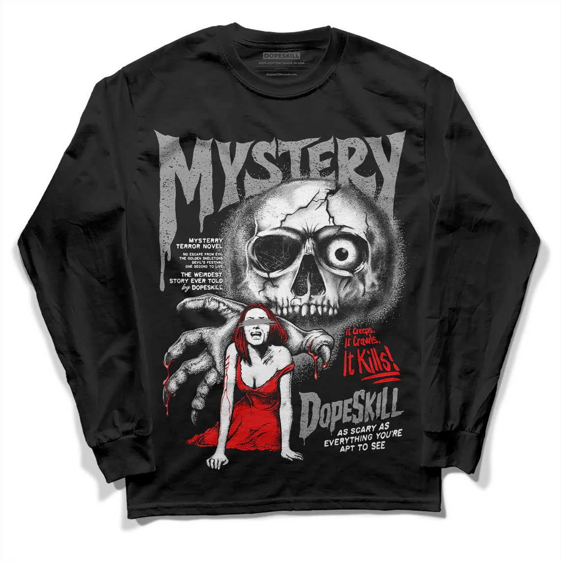 Dunk Panda White Black DopeSkill Long Sleeve T-Shirt Mystery Ghostly Grasp Graphic