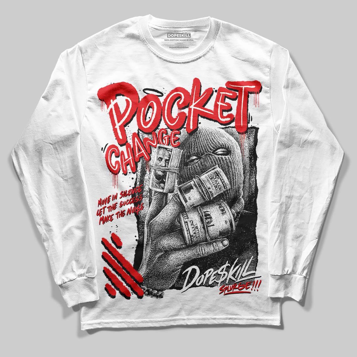 Dunk Panda White Black DopeSkill Long Sleeve T-Shirt Pocket Change Graphic - Image 2
