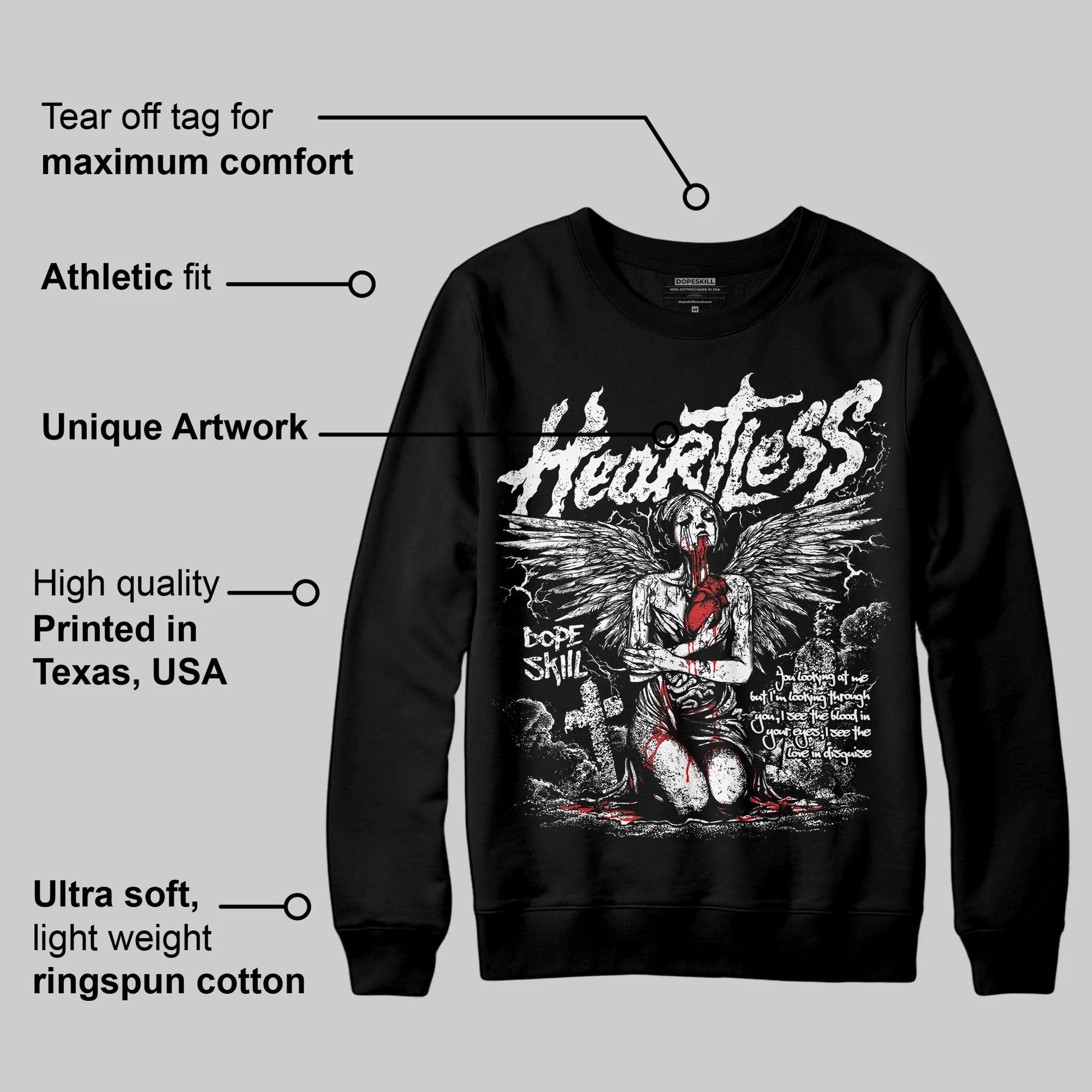 Dunk Panda White Black DopeSkill Sweatshirt Heartless Graphic - Image 3