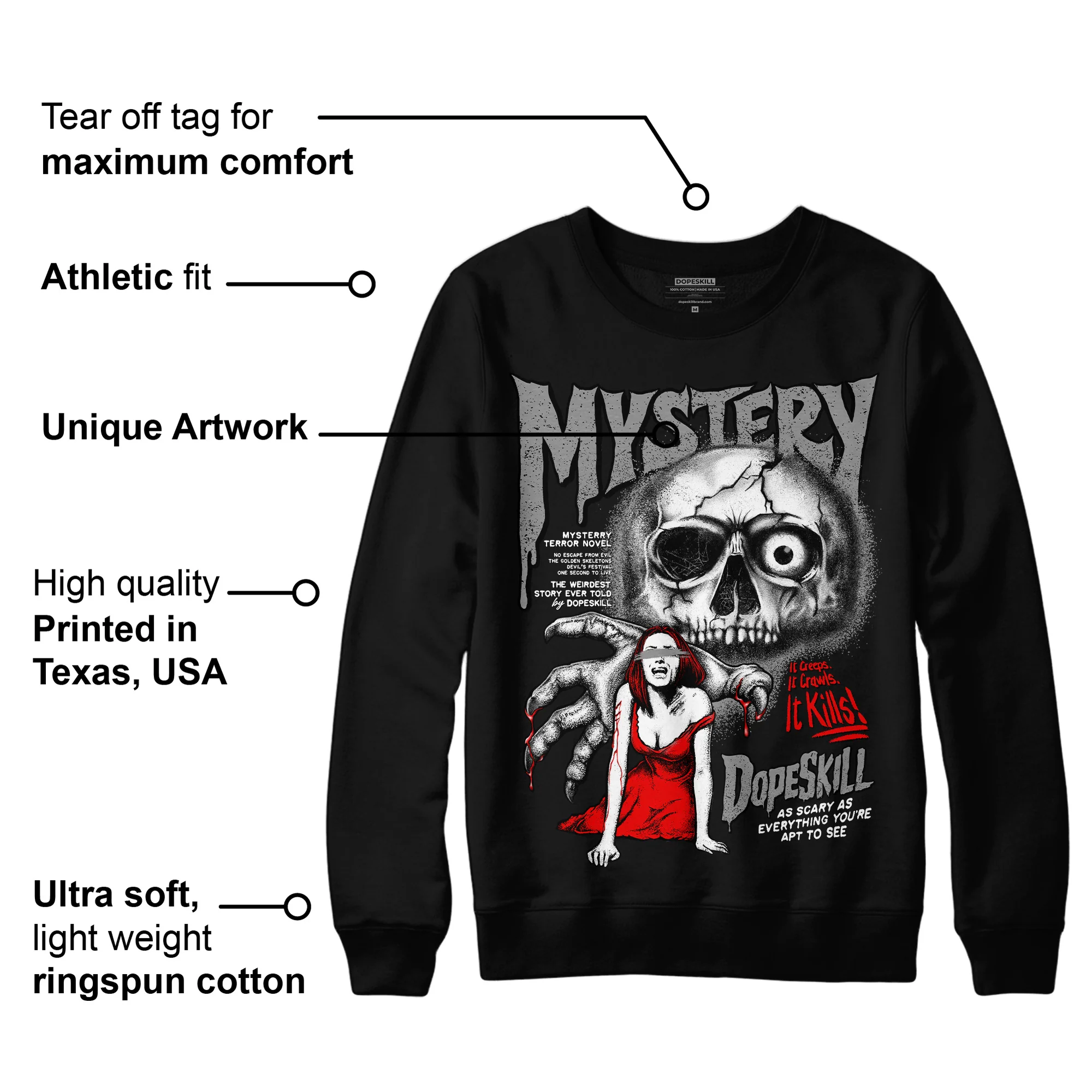 Dunk Panda White Black DopeSkill Sweatshirt Mystery Ghostly Grasp Graphic - Image 3