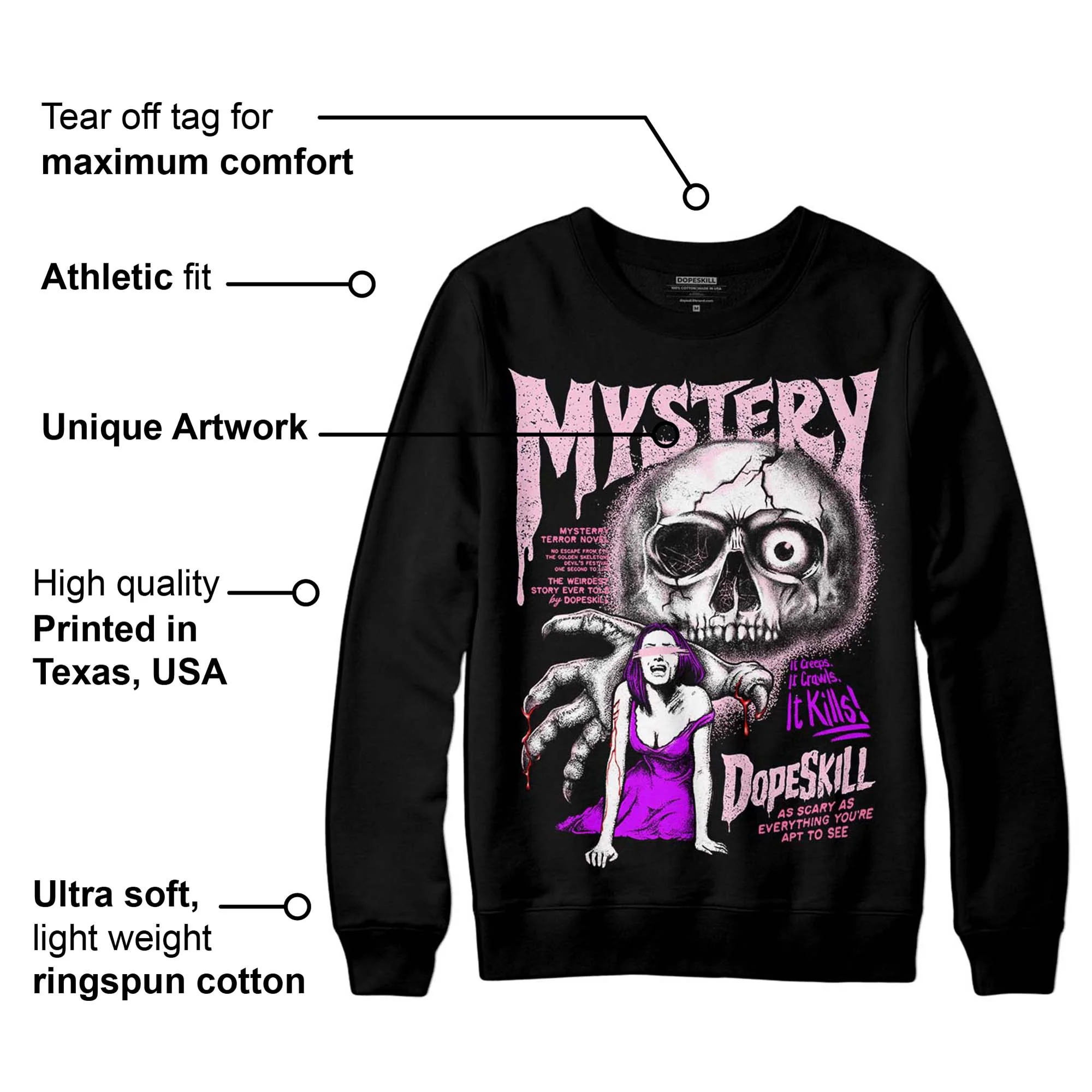 Dunk Pink Foam DopeSkill Sweatshirt Mystery Ghostly Grasp Graphic - Image 3
