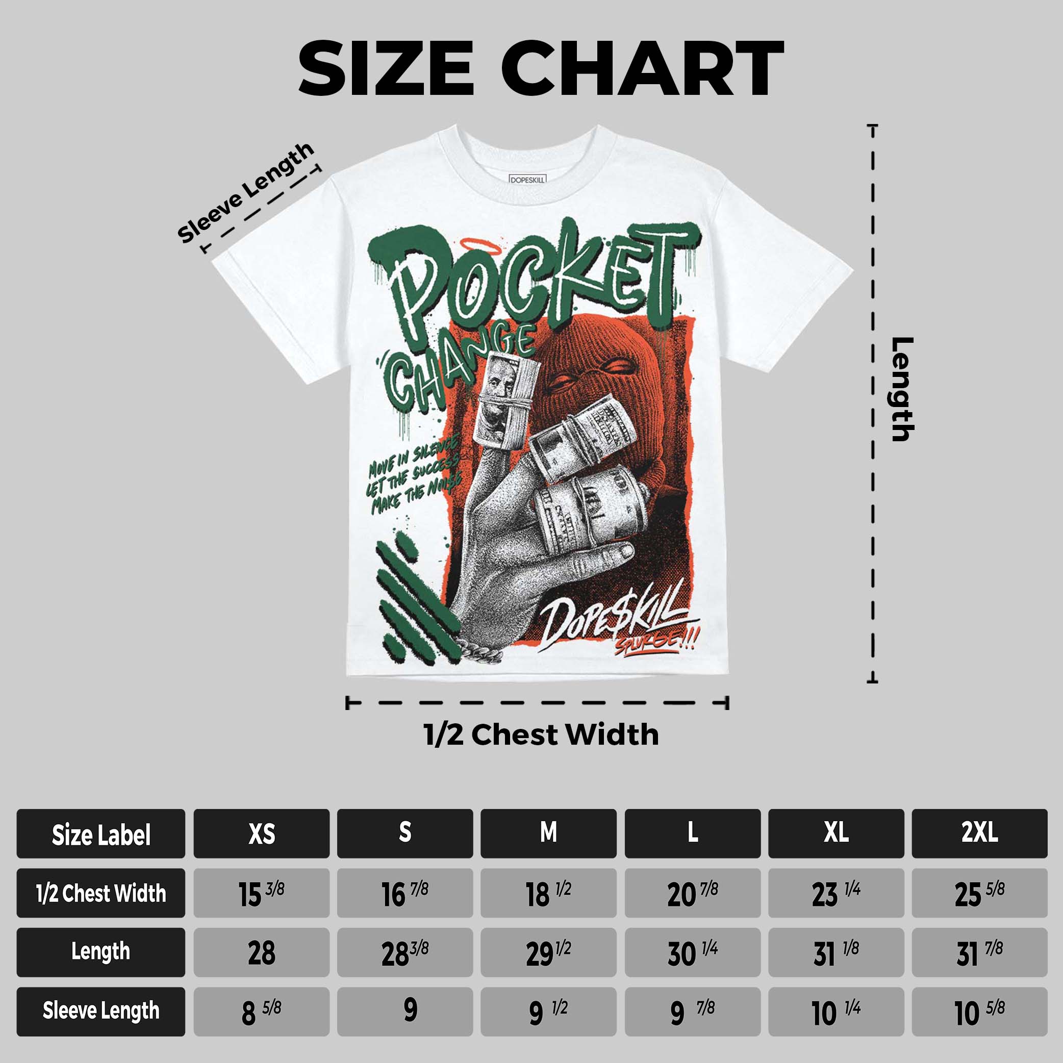 Dunk Team Dark Green Orange DopeSkill Oversize Print T-Shirt Pocket Change Graphic - Image 2