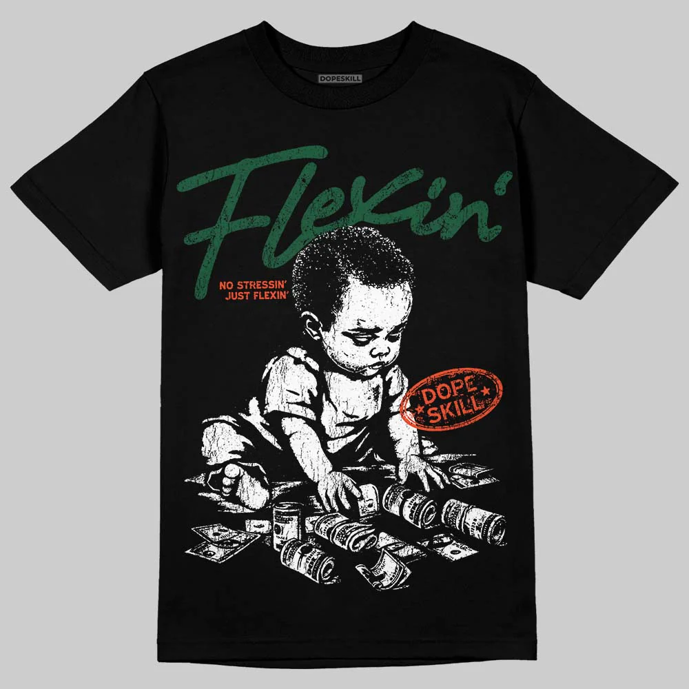 Dunk Team Dark Green Orange DopeSkill T-Shirt Flexin' Graphic - Image 2