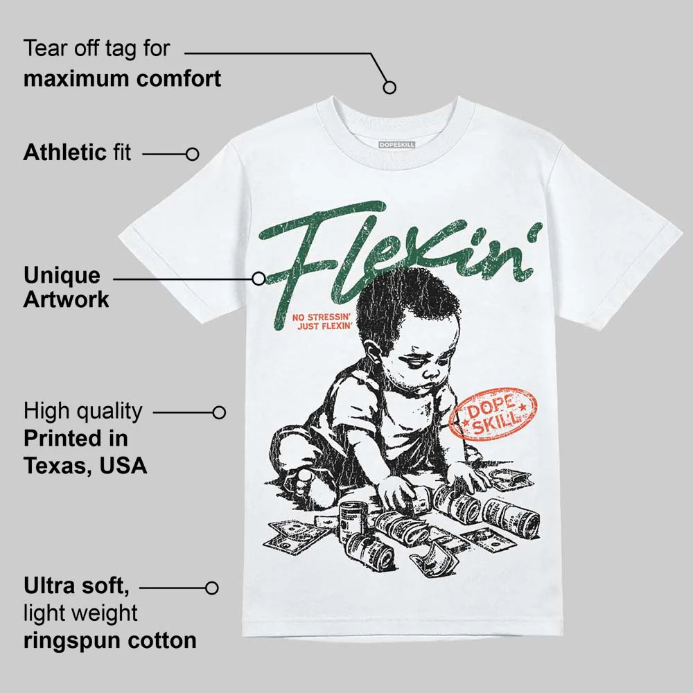 Dunk Team Dark Green Orange DopeSkill T-Shirt Flexin' Graphic - Image 3