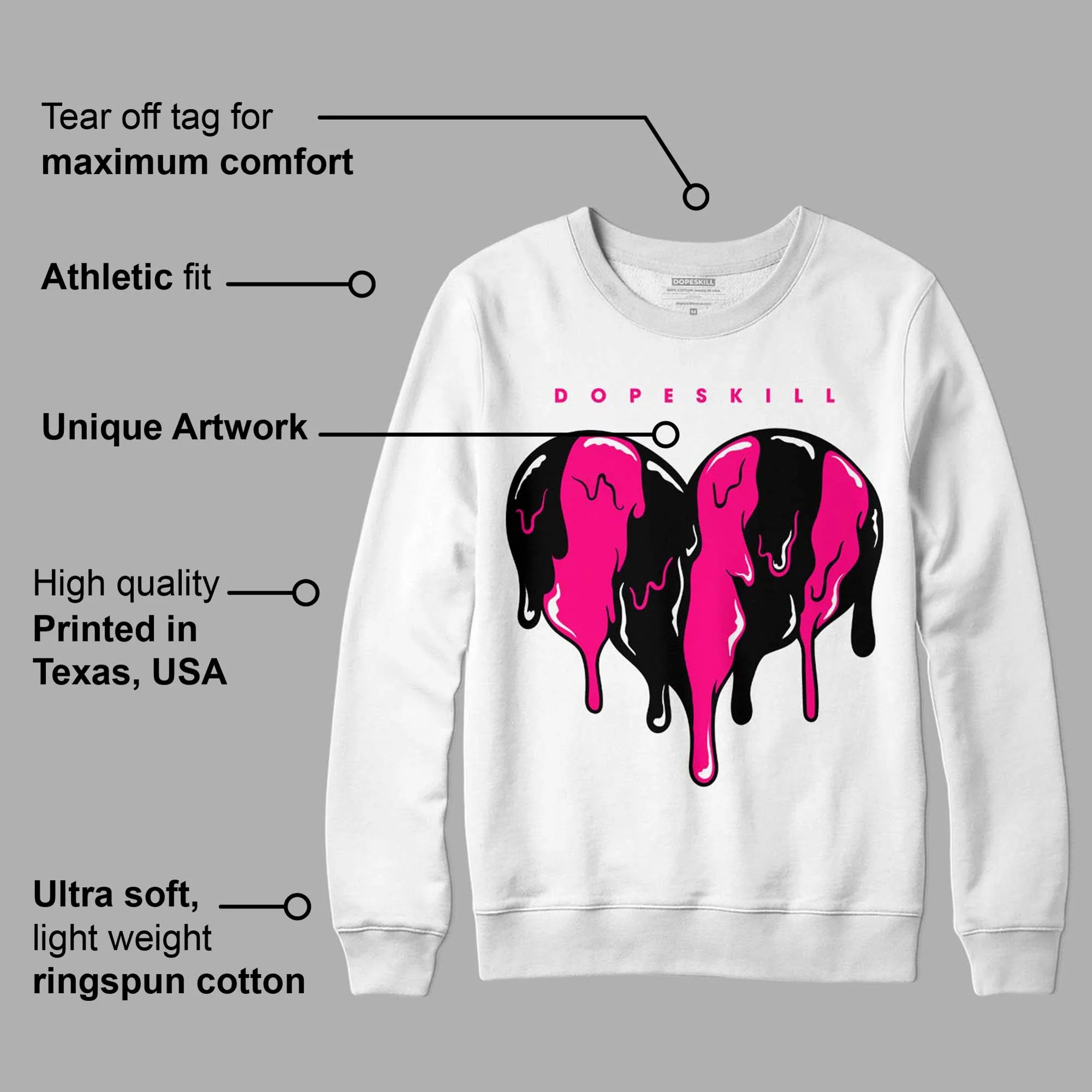 Fierce Pink 1s DopeSkill Sweatshirt Slime Drip Heart Graphic - Image 3