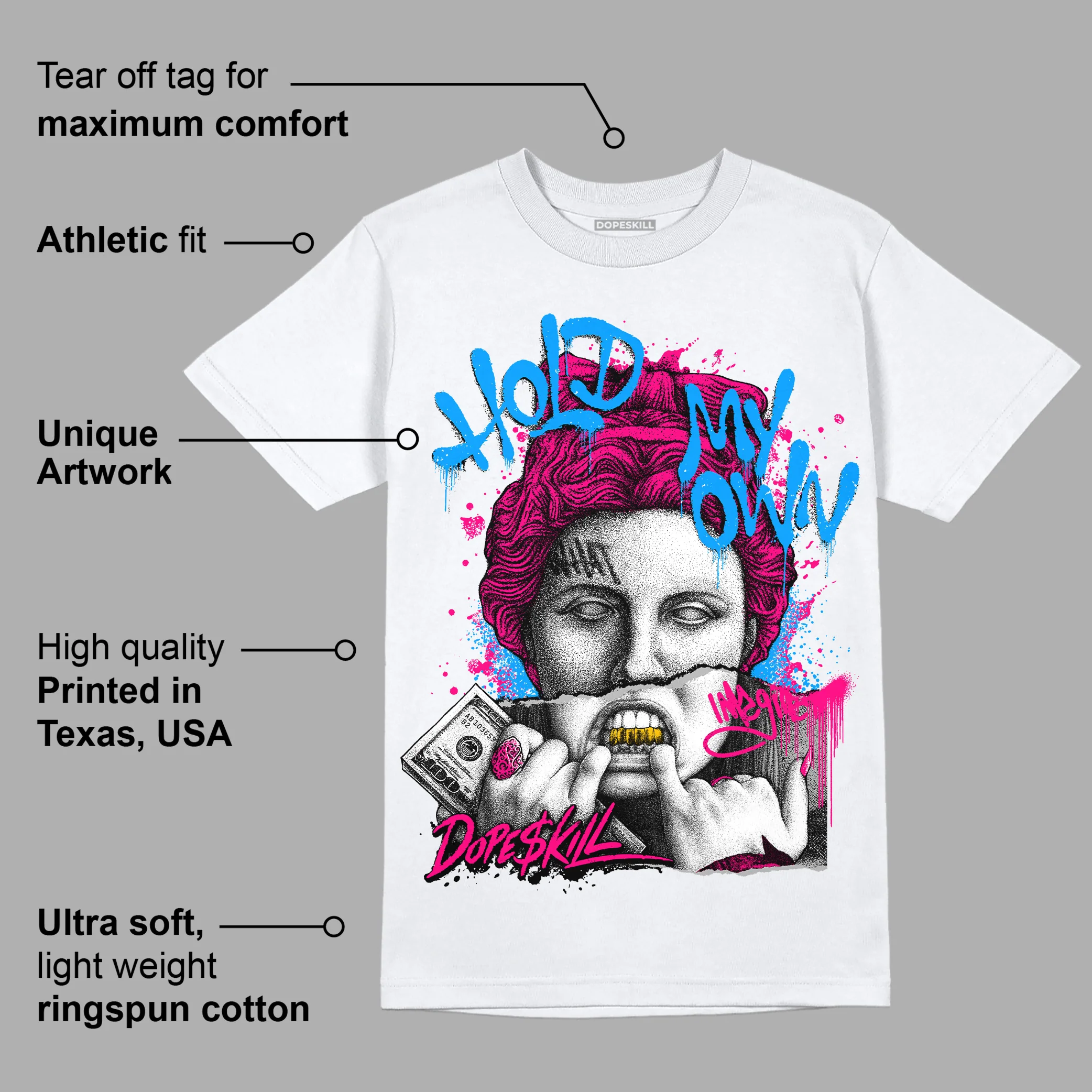 Fierce Pink 1s DopeSkill T-Shirt Hold My Own Graphic - Image 3