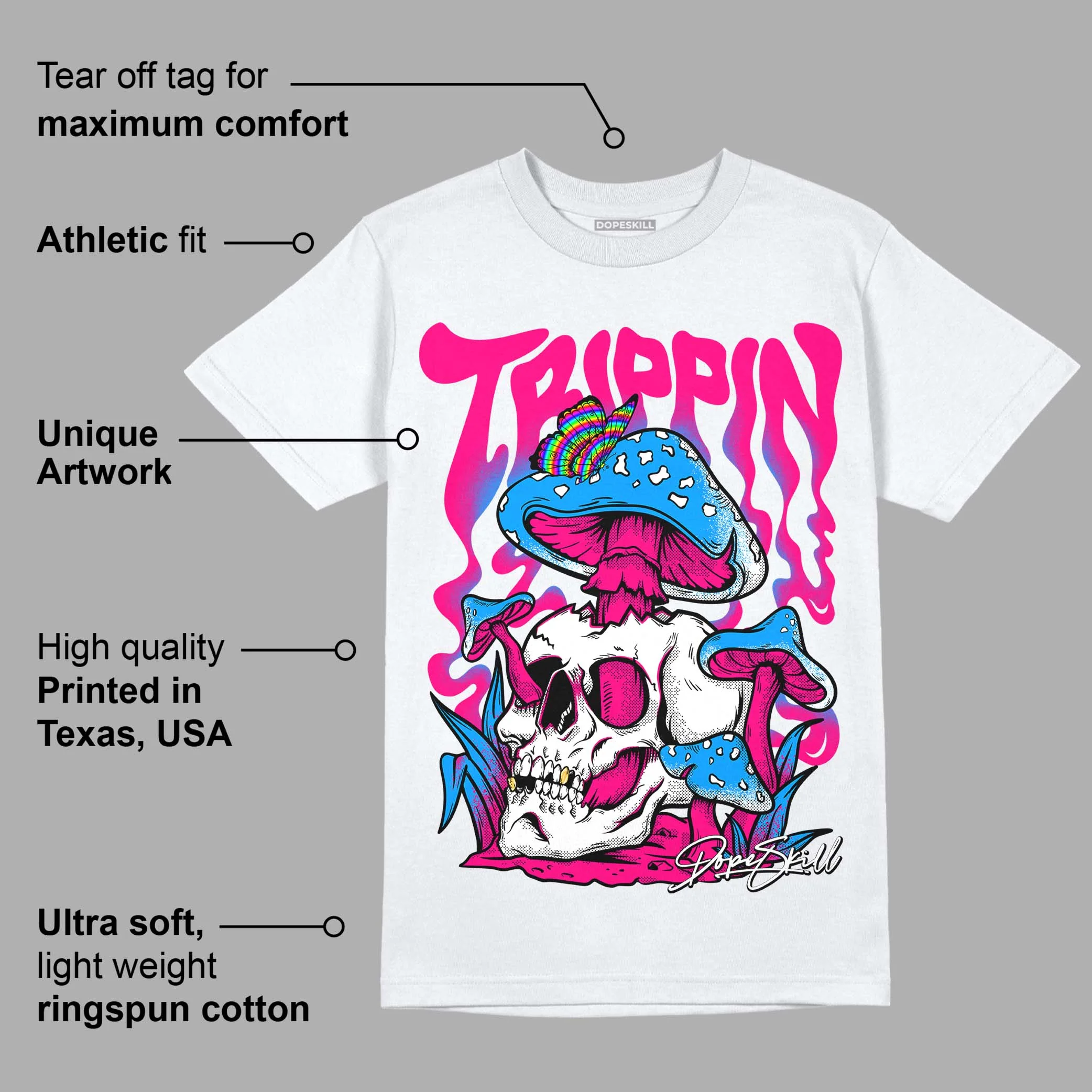 Fierce Pink 1s DopeSkill T-Shirt Trippin Graphic - Image 3