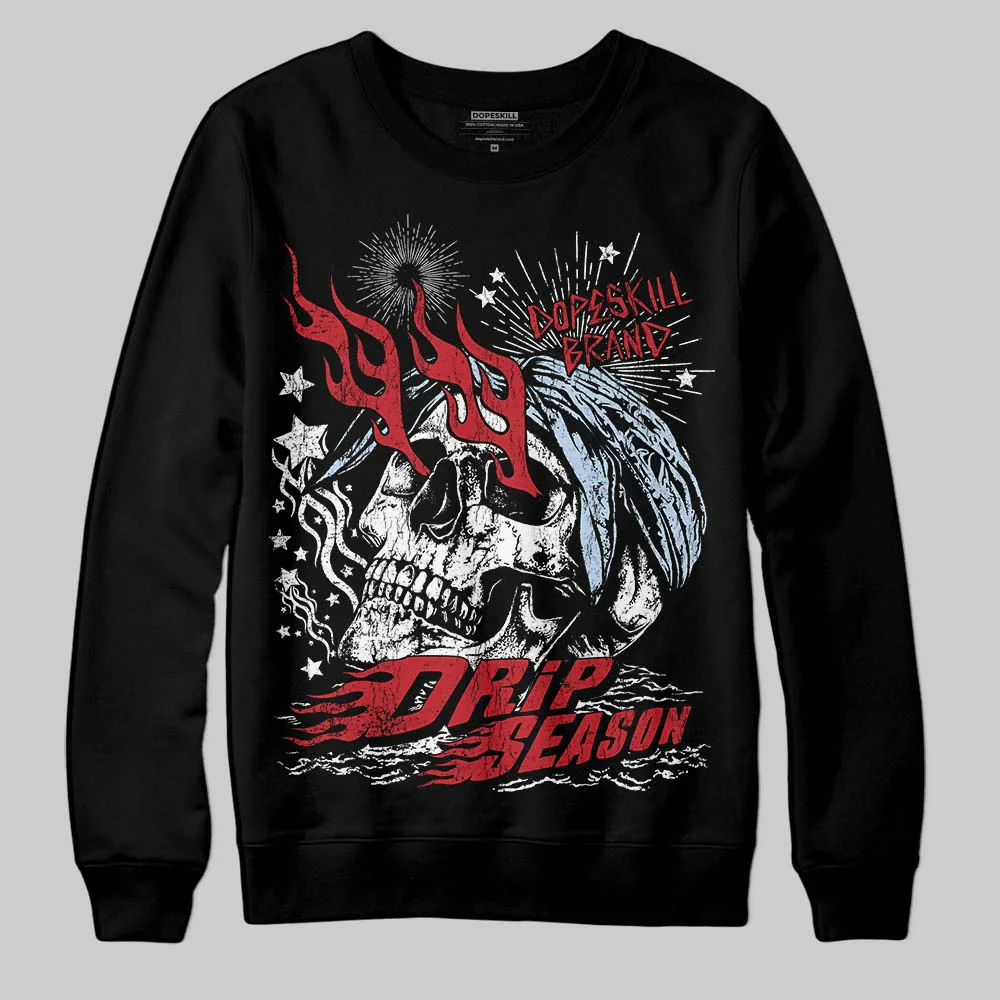 Fire Red “Black Tongue” 5s DopeSkill Sweatshirt Drip Season Graphic - Image 2