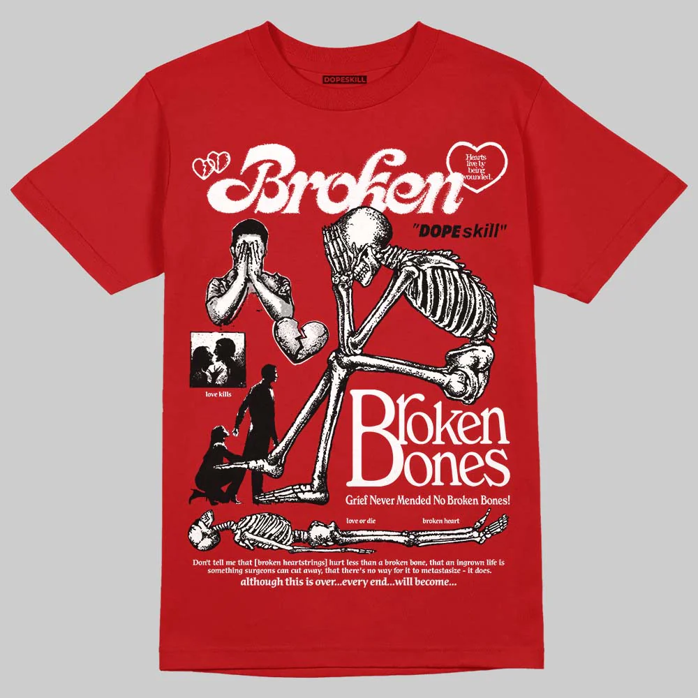 Fire Red “Black Tongue” 5s DopeSkill T-Shirt Broken Bones Graphic - Image 3