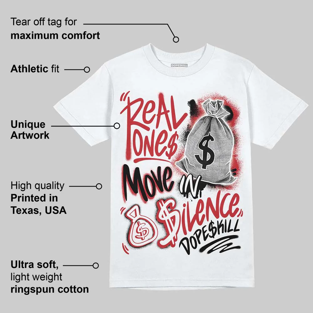 Fire Red “Black Tongue” 5s DopeSkill T-Shirt Real Ones Move In Silence Graphic - Image 4