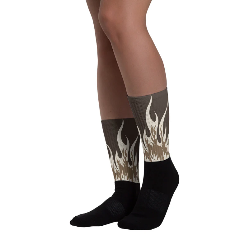 FIRE Sublimated Socks Match AJ 1 Low OG “Reverse Mocha” - Image 3