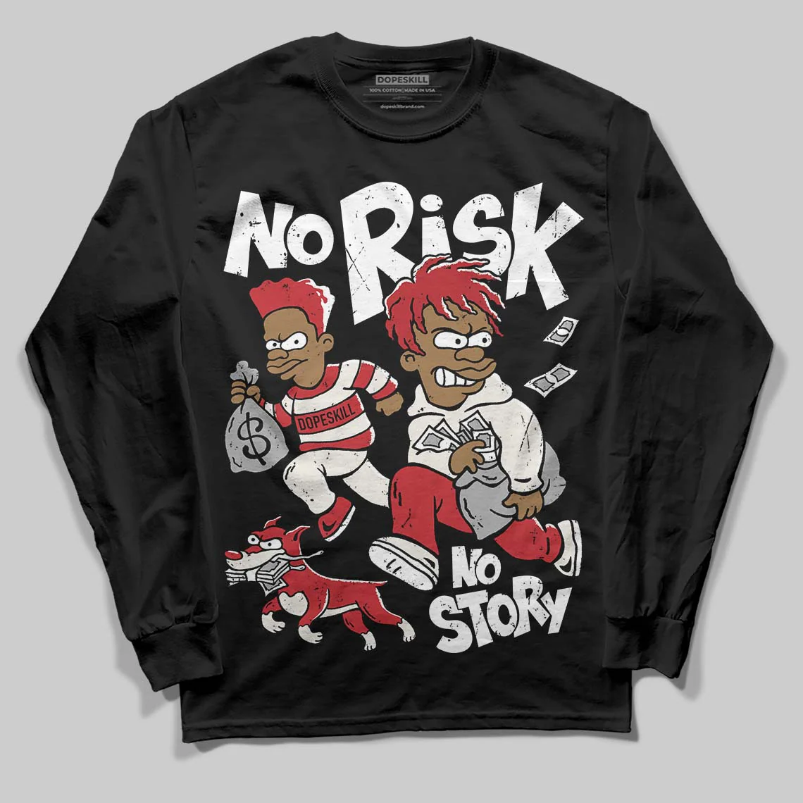 Flight Club 4s DopeSkill Long Sleeve T-Shirt No Risk No Story Graphic - Image 2