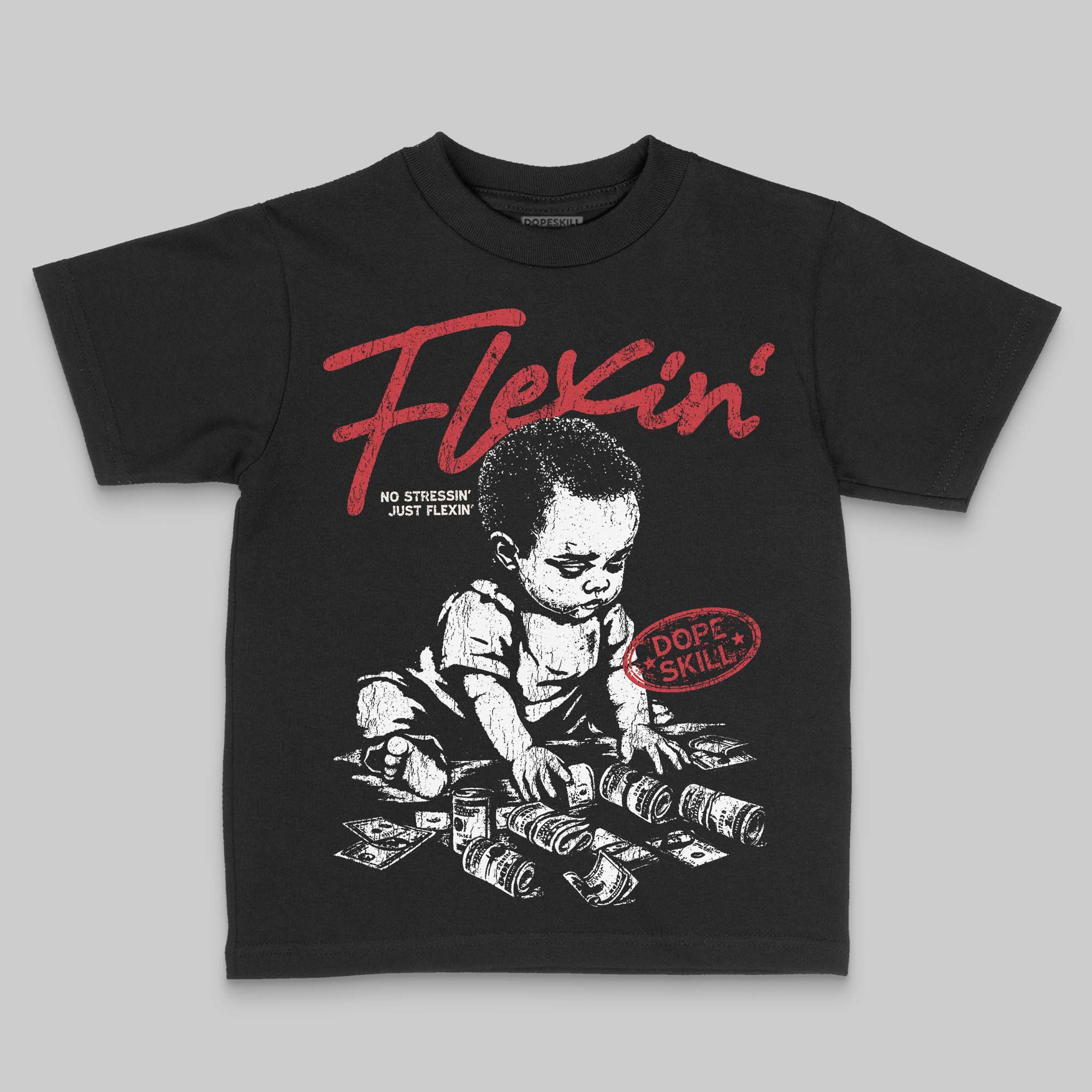 Flight Club 4s DopeSkill Toddler Kids T-shirt Flexin' Graphic - Image 2
