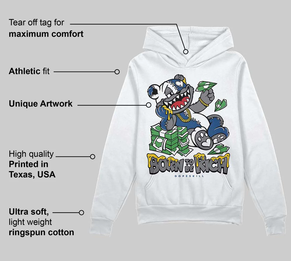 Flint Grey 9s DopeSkill Hoodie Sweatshirt Born To Be Rich Graphic - Image 3