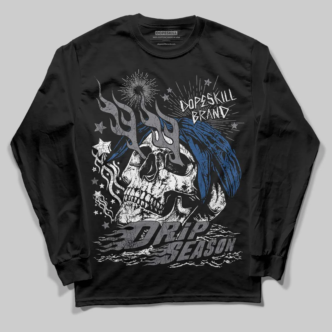 Flint Grey 9s DopeSkill Long Sleeve T-Shirt Drip Season Graphic - Image 2