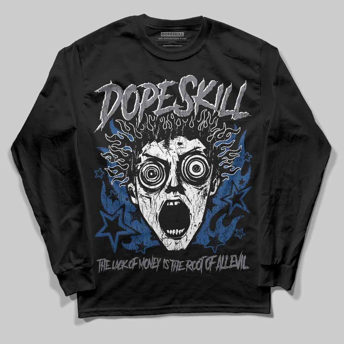 Flint Grey 9s DopeSkill Long Sleeve T-Shirt Root of Evil Graphic - Image 2