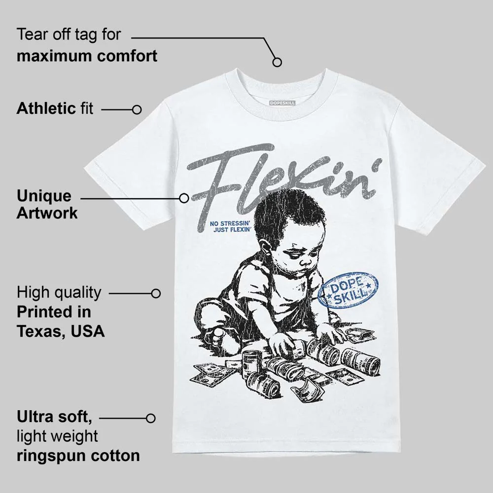 Flint Grey 9s DopeSkill T-Shirt Flexin' Graphic - Image 3