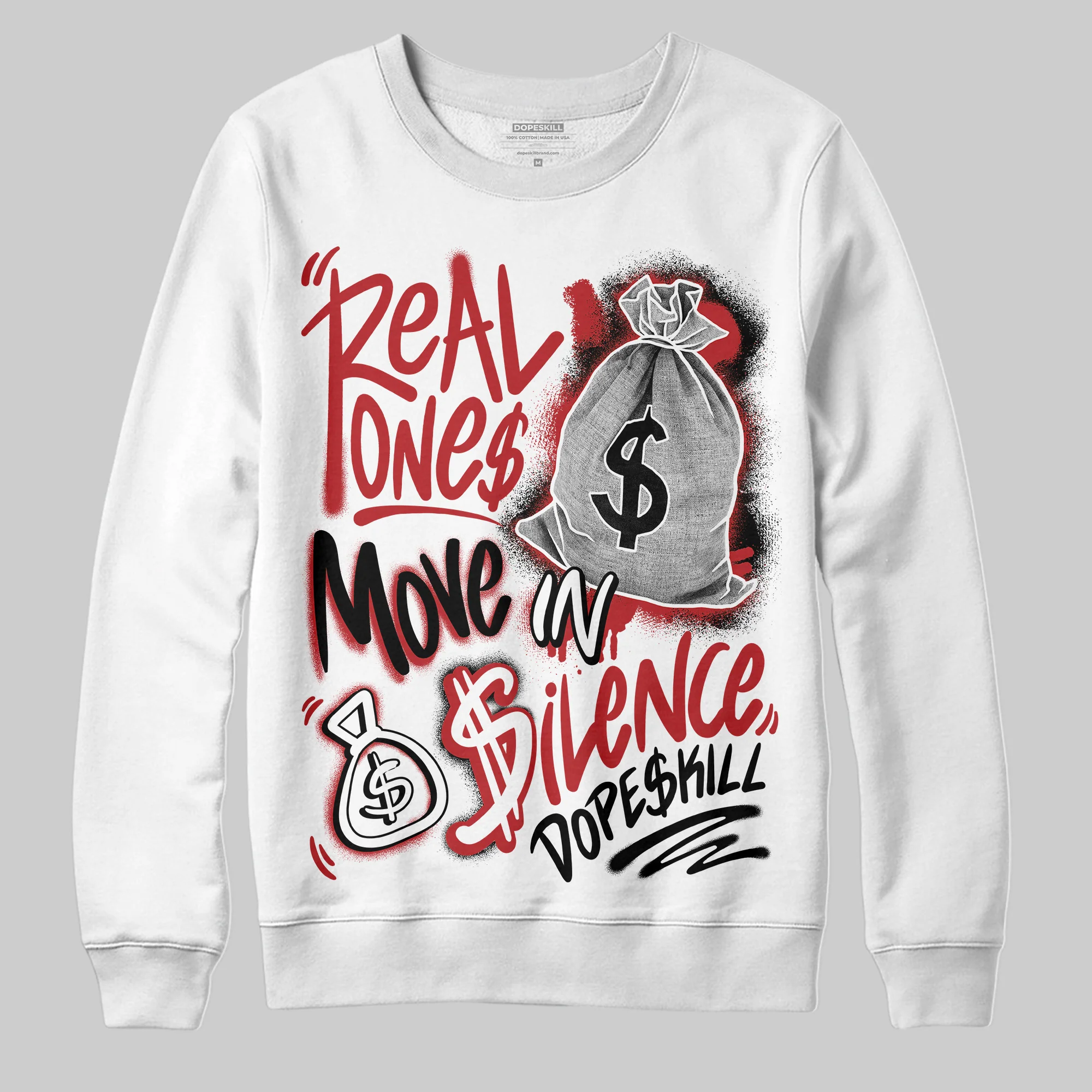Flu Game 12s DopeSkill Sweatshirt Real Ones Move In Silence Graphic - Image 2