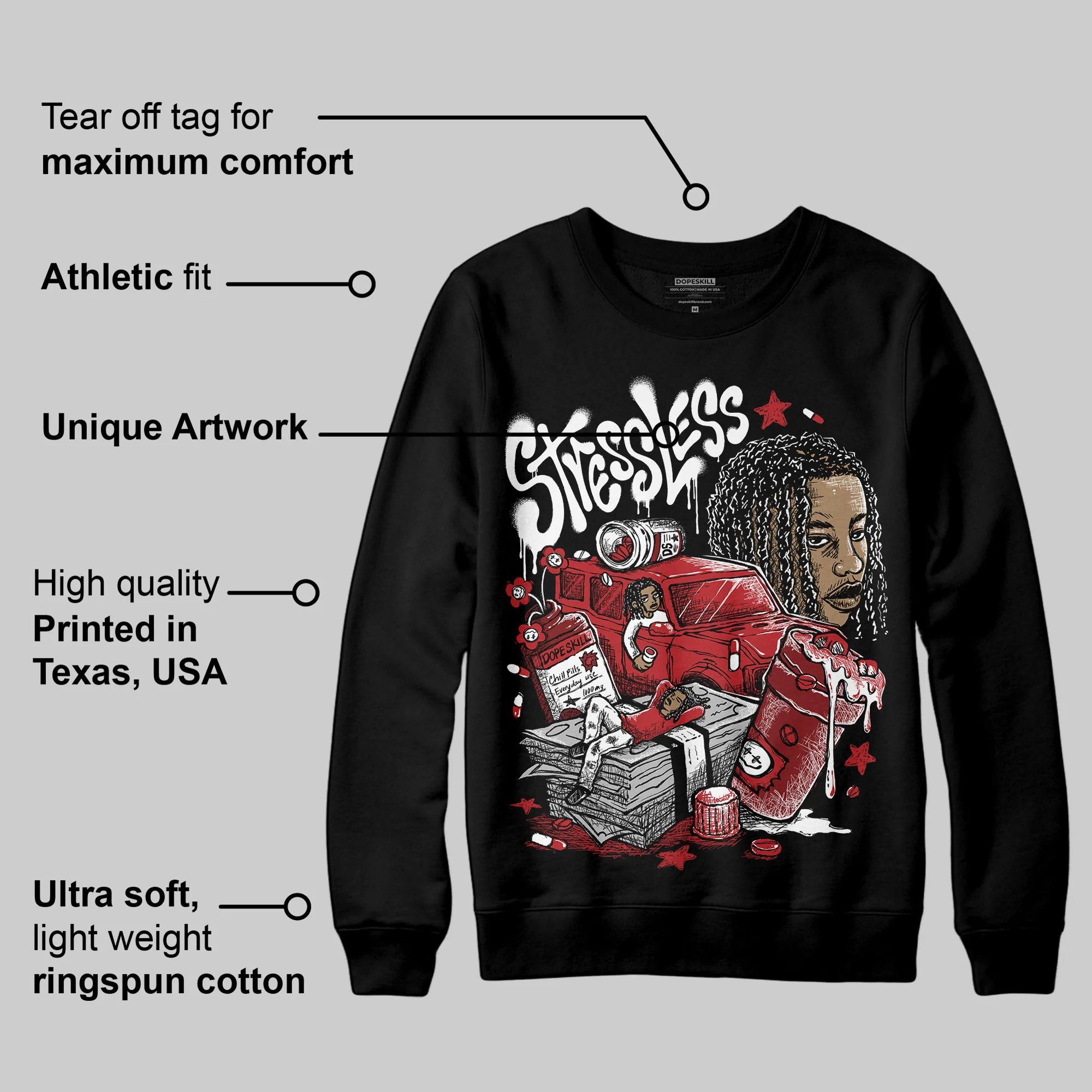 Flu Game 12s DopeSkill Sweatshirt Stressless Graphic - Image 3