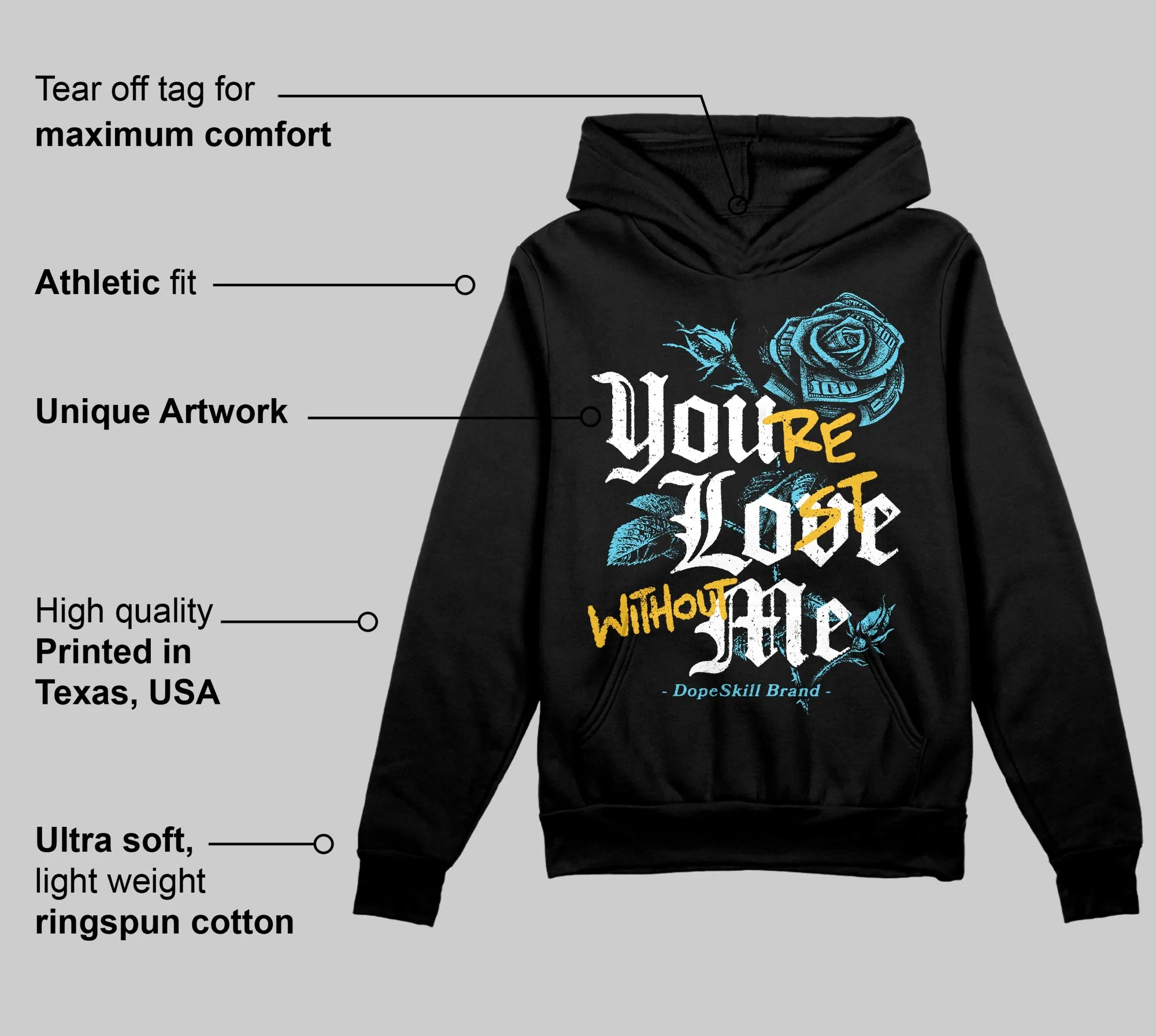 Gamma 11s DopeSkill Hoodie Sweatshirt You’re Lost Without Me Graphic - Image 3