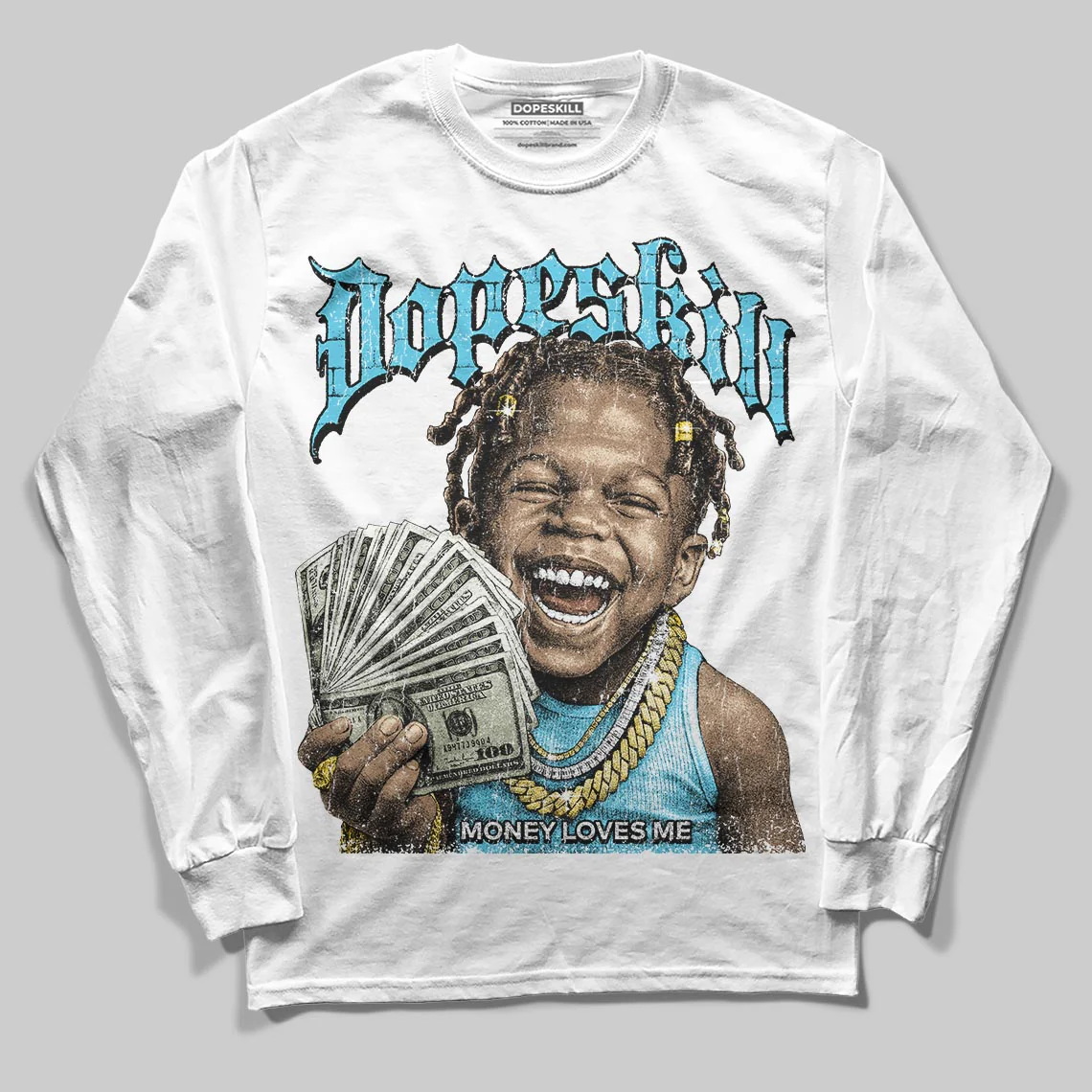 Gamma 11s DopeSkill Long Sleeve T-Shirt Money Loves Me Graphic - Image 2