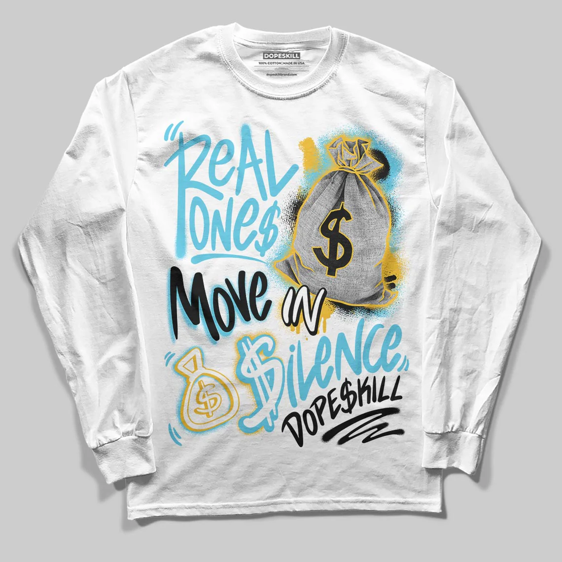 Gamma 11s DopeSkill Long Sleeve T-Shirt Real Ones Move In Silence Graphic - Image 2