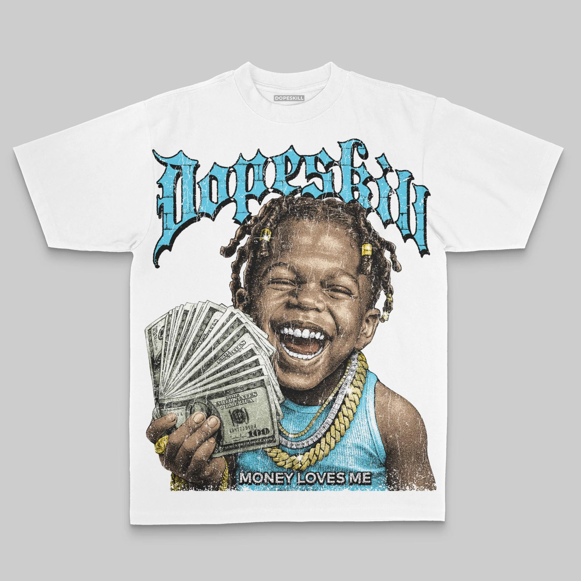 Gamma 11s DopeSkill Oversize Print T-Shirt Money Loves Me Graphic - Image 2