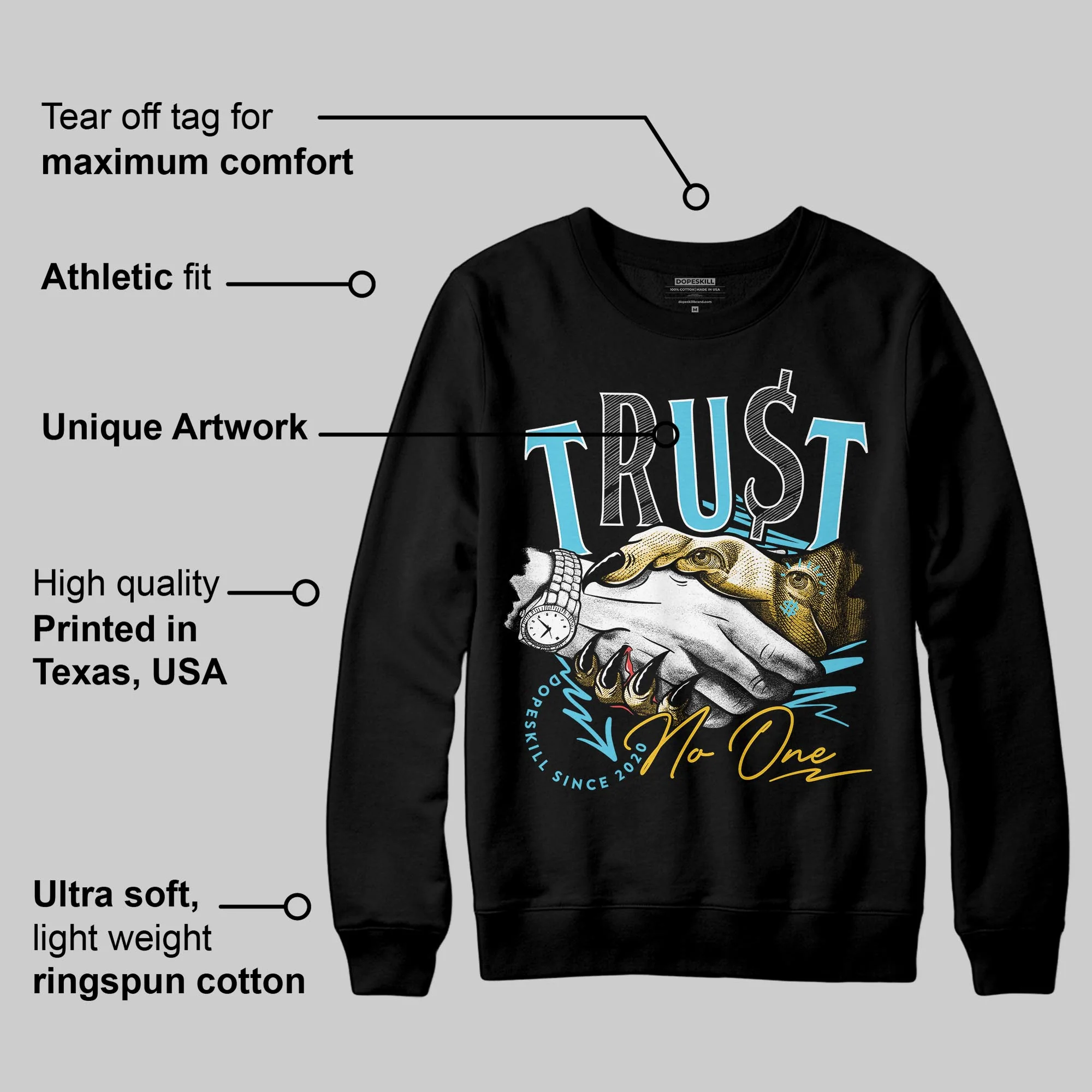 Gamma 11s DopeSkill Sweatshirt Trust No One Graphic - Image 3