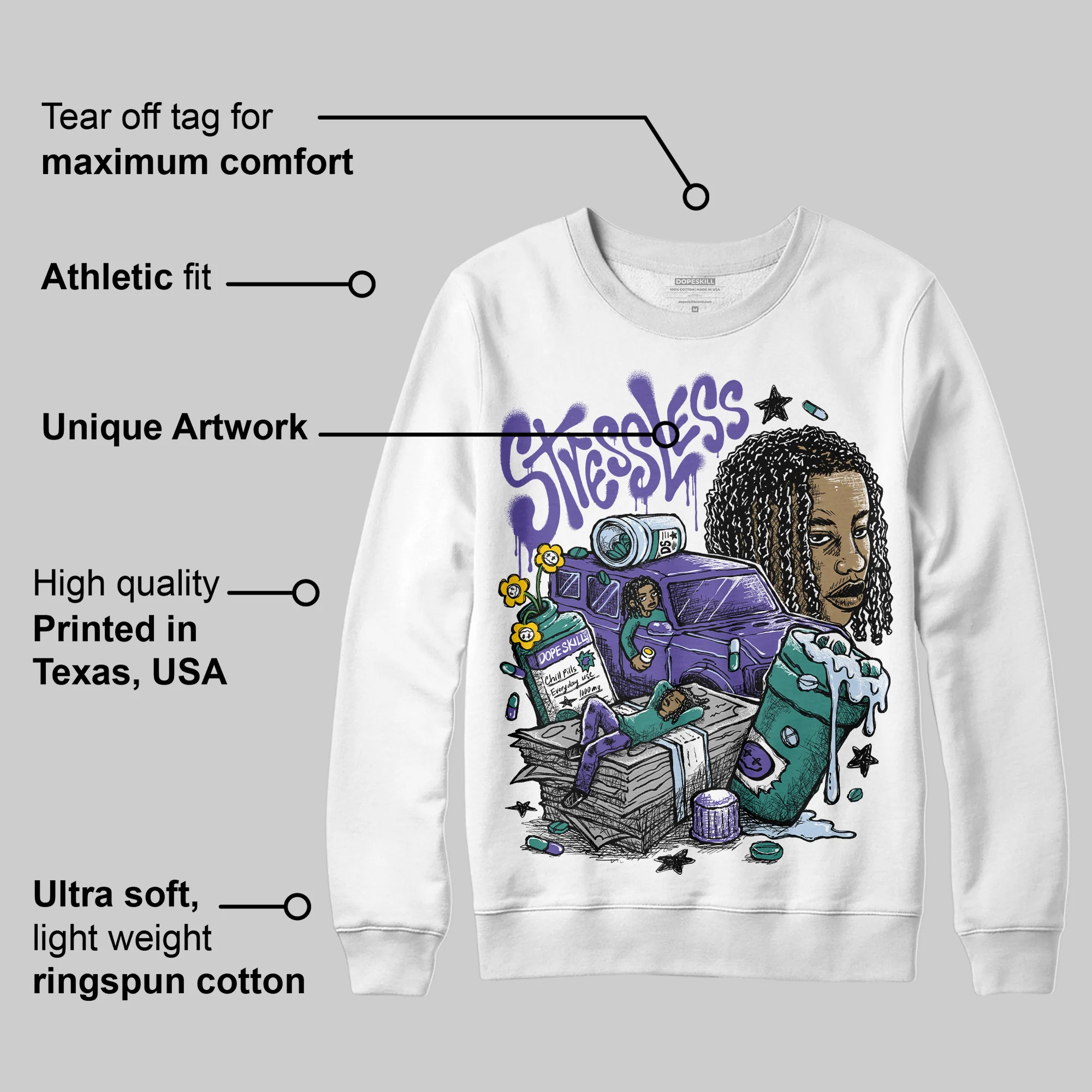 Grape 5s DopeSkill Sweatshirt Stressless Graphic - Image 4