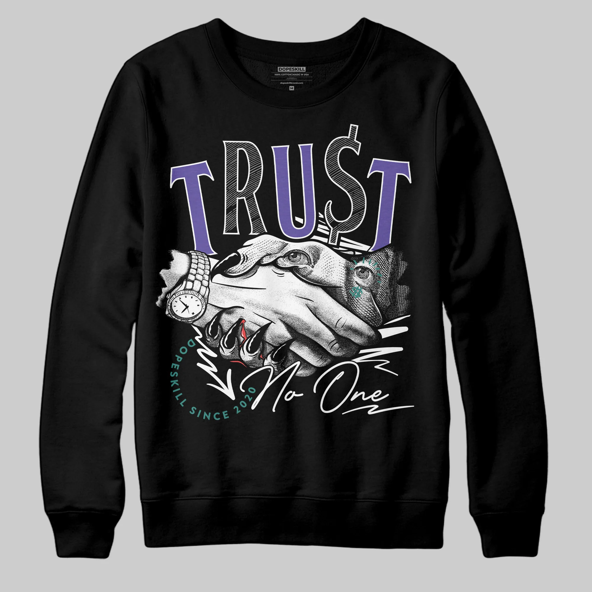 Grape 5s DopeSkill Sweatshirt Trust No One Graphic - Image 2