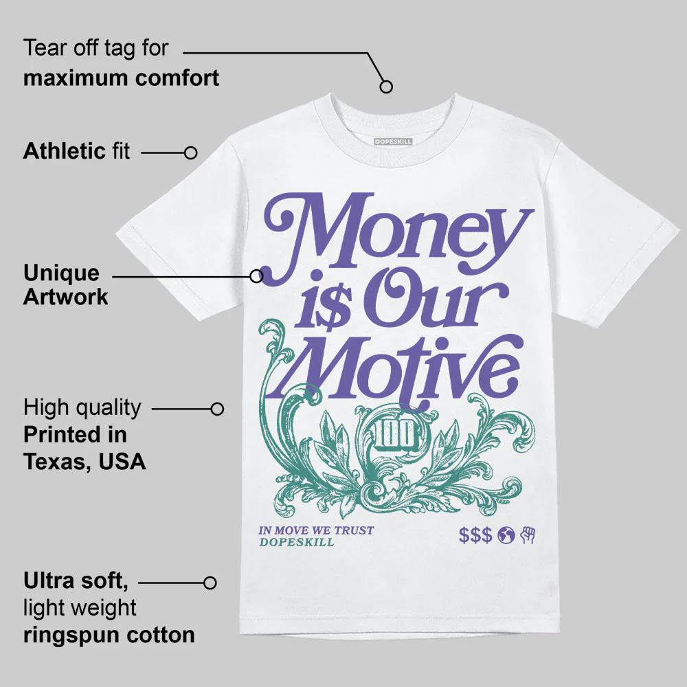 Grape 5s DopeSkill T-Shirt Money Is Our Motive Typo Graphic - Image 4