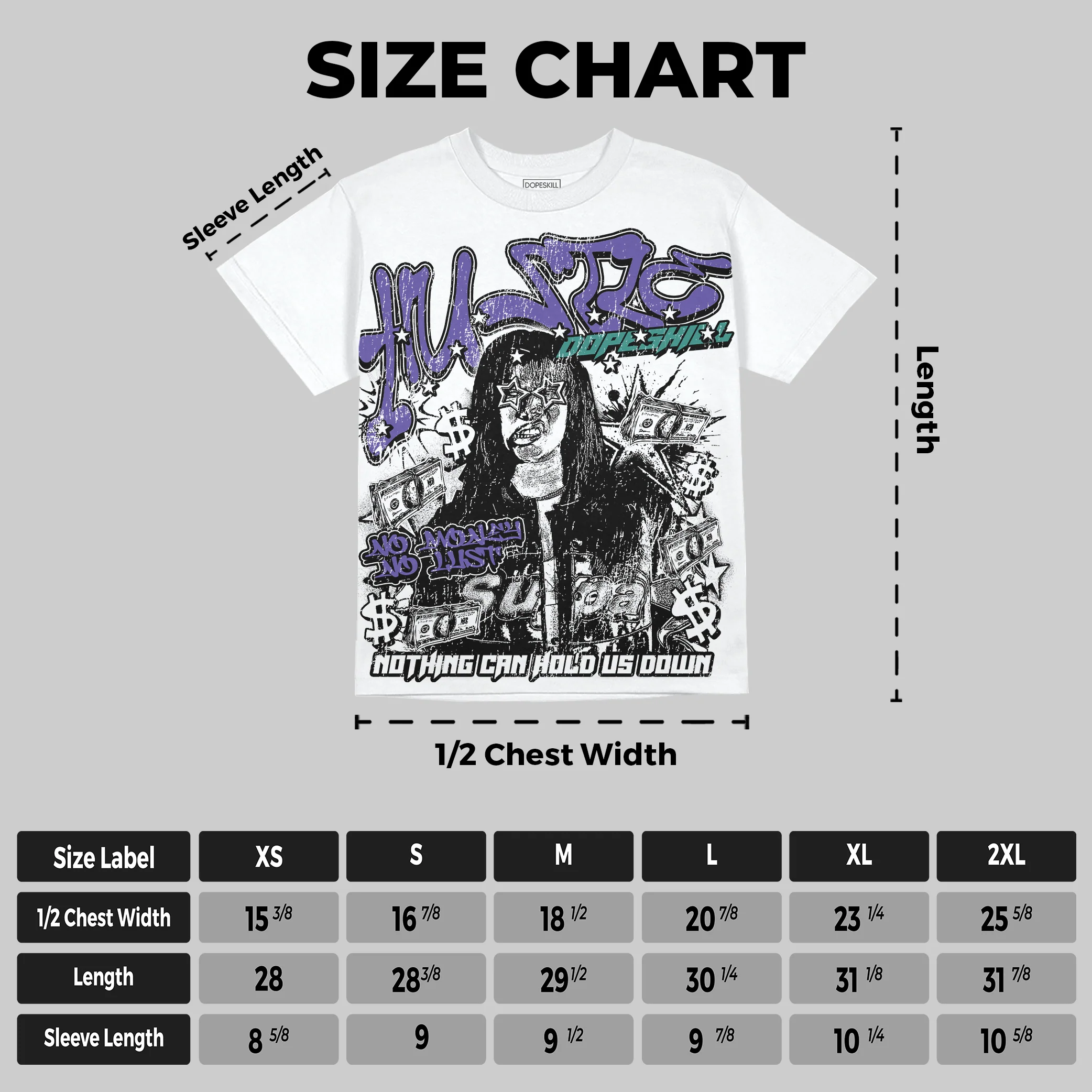 Grape 5s Oversize Print 'No Money No Lust' DopeSkill Graphic T-shirt - Image 3