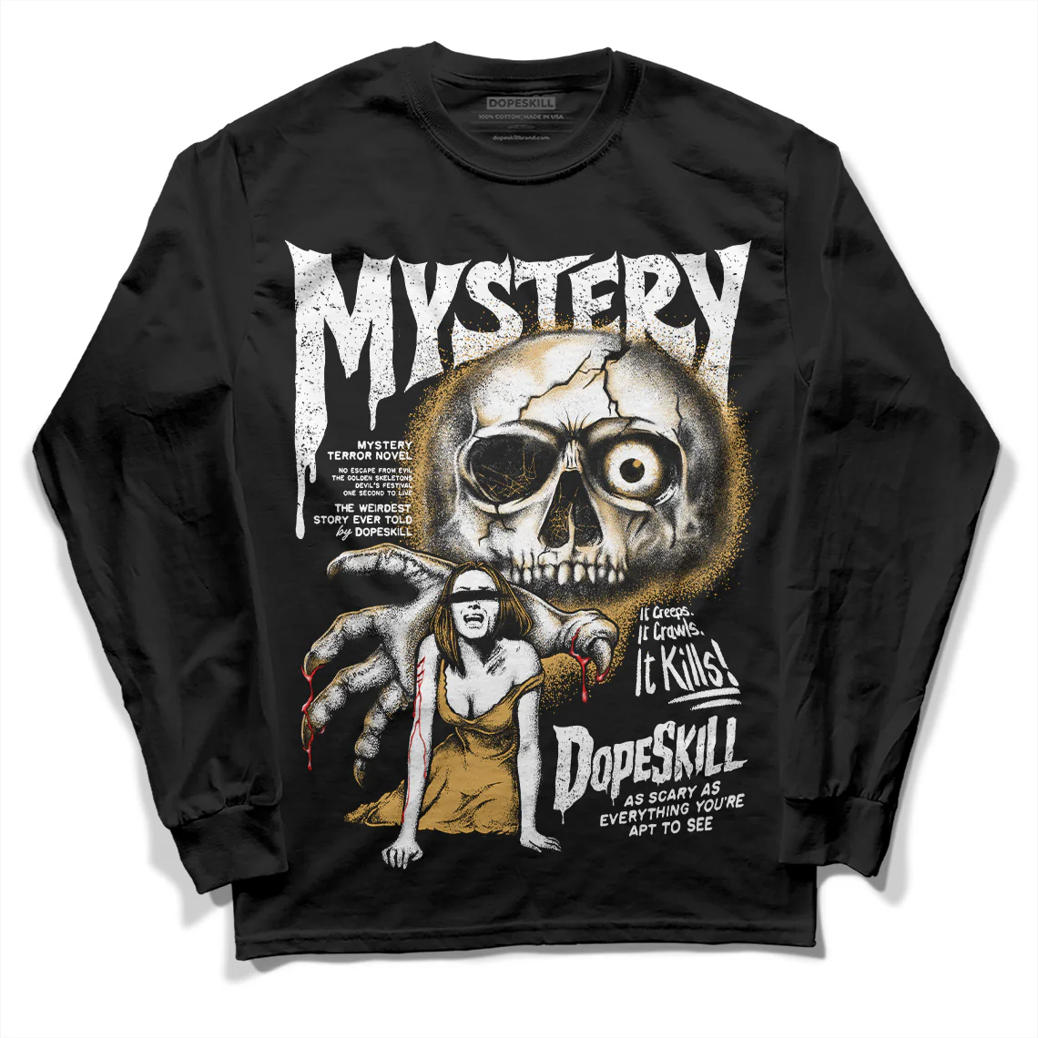 Gratitude 11s DopeSkill Long Sleeve T-Shirt Mystery Ghostly Grasp Graphic - Image 2
