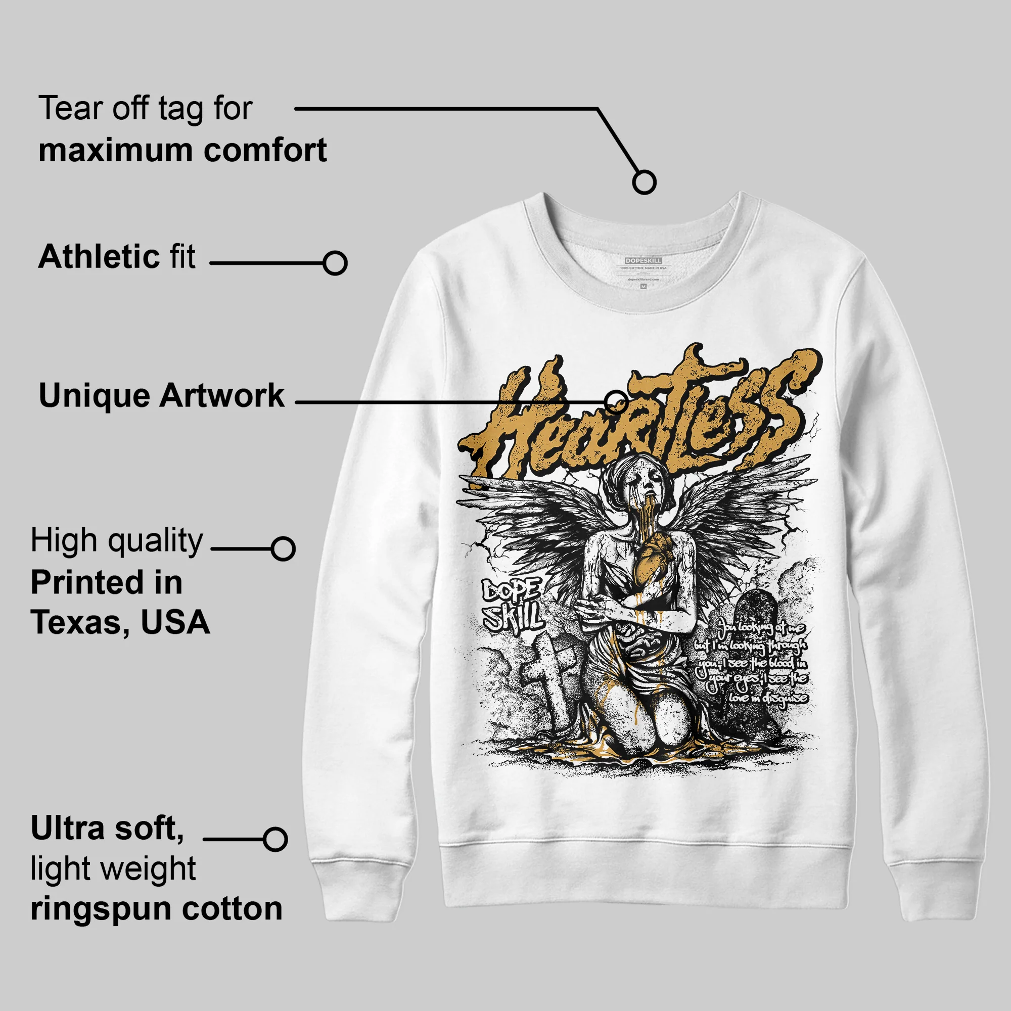 Gratitude 11s DopeSkill Sweatshirt Heartless Graphic - Image 3