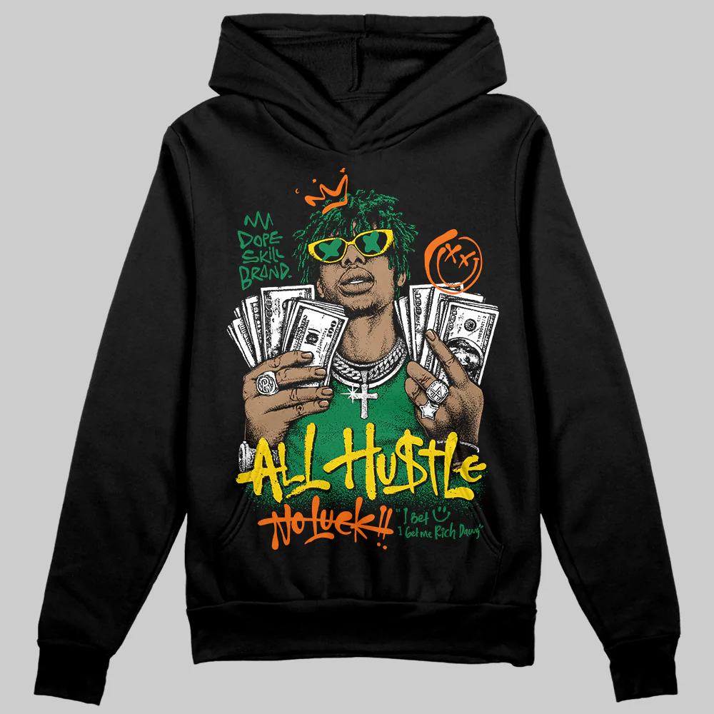 Green 'All Hustle No Luck' DopeSkill Graphic Hoodie - Image 2